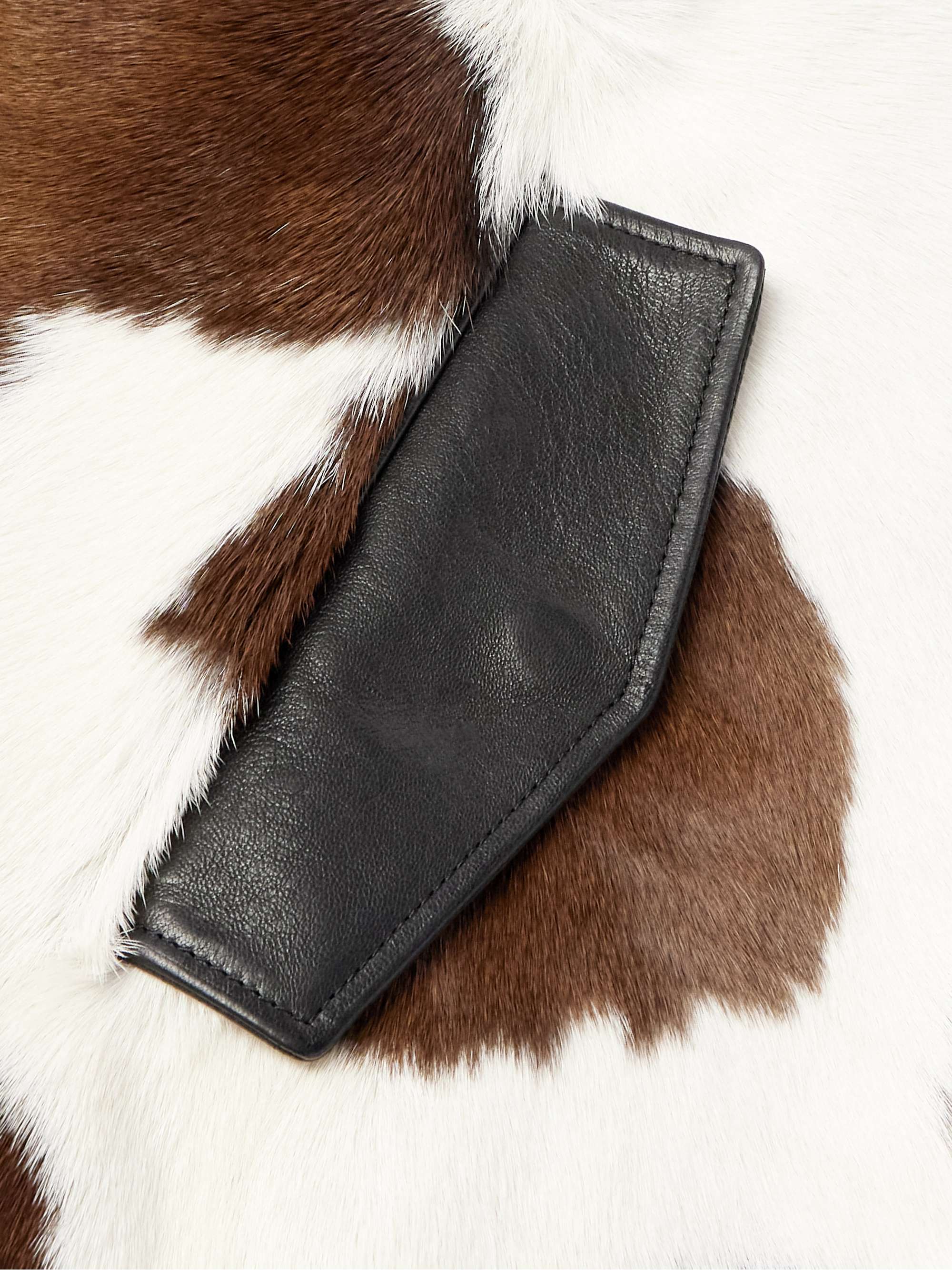 Slim-Fit Belted Cow-Print Calf Hair and Leather Jacket view