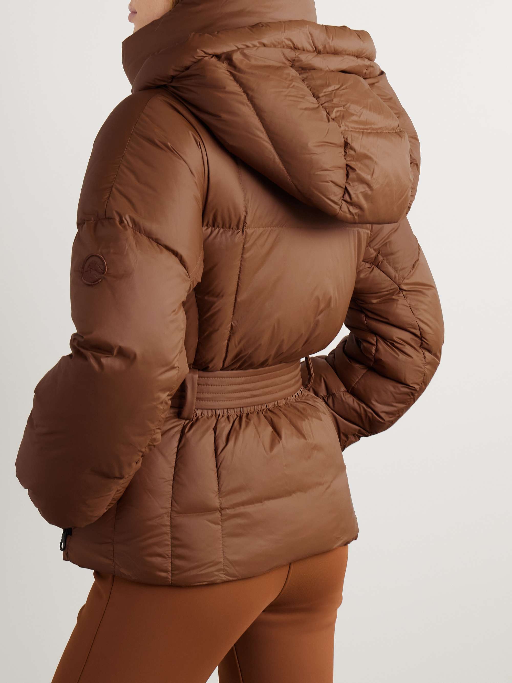 Monterosa belted hooded quilted down ski jacket view