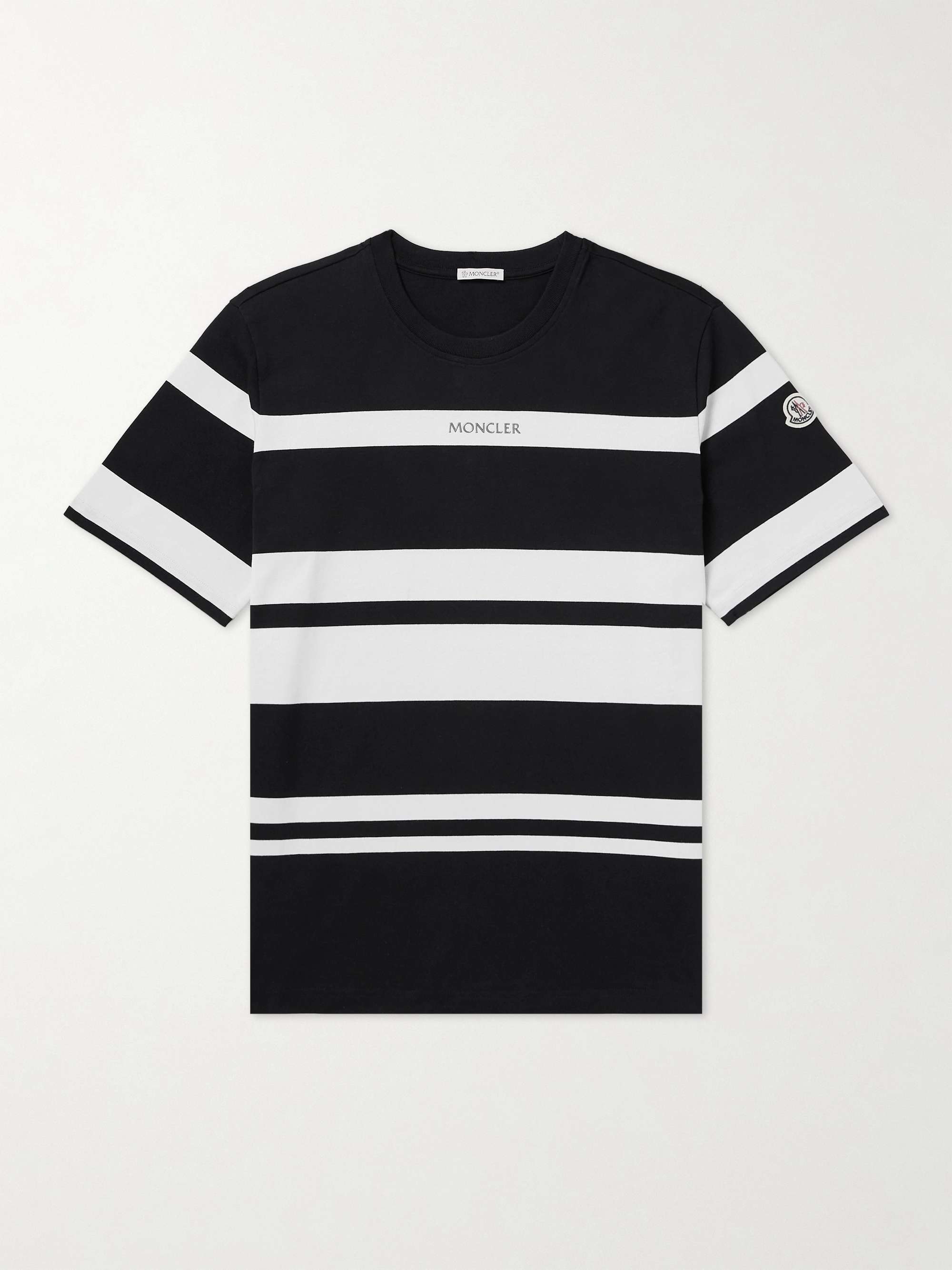 Logo-Appliquéd Metallic Striped Cotton-Jersey T-Shirt hero visual