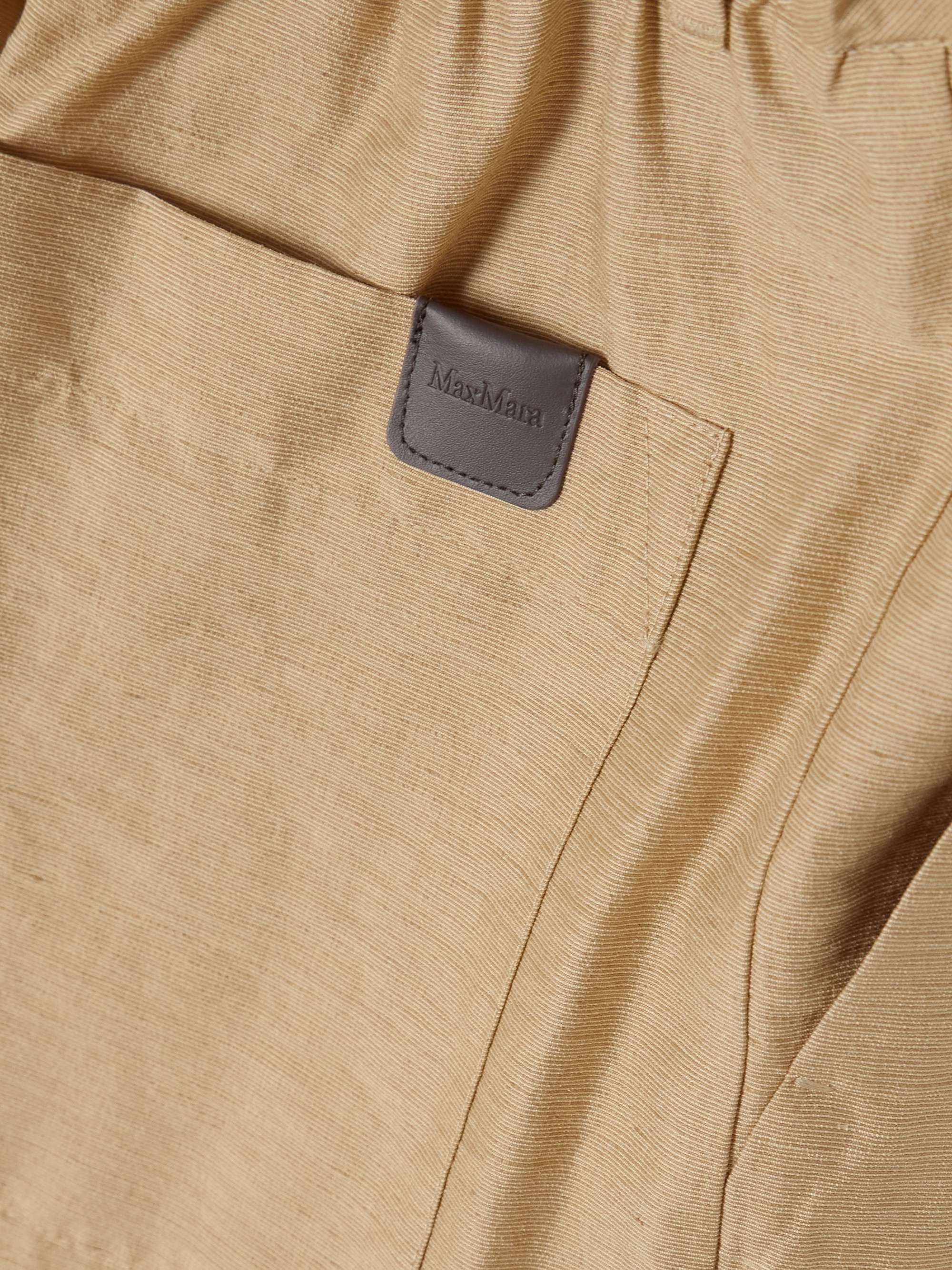 Efedra leather-trimmed woven wide-leg pants view