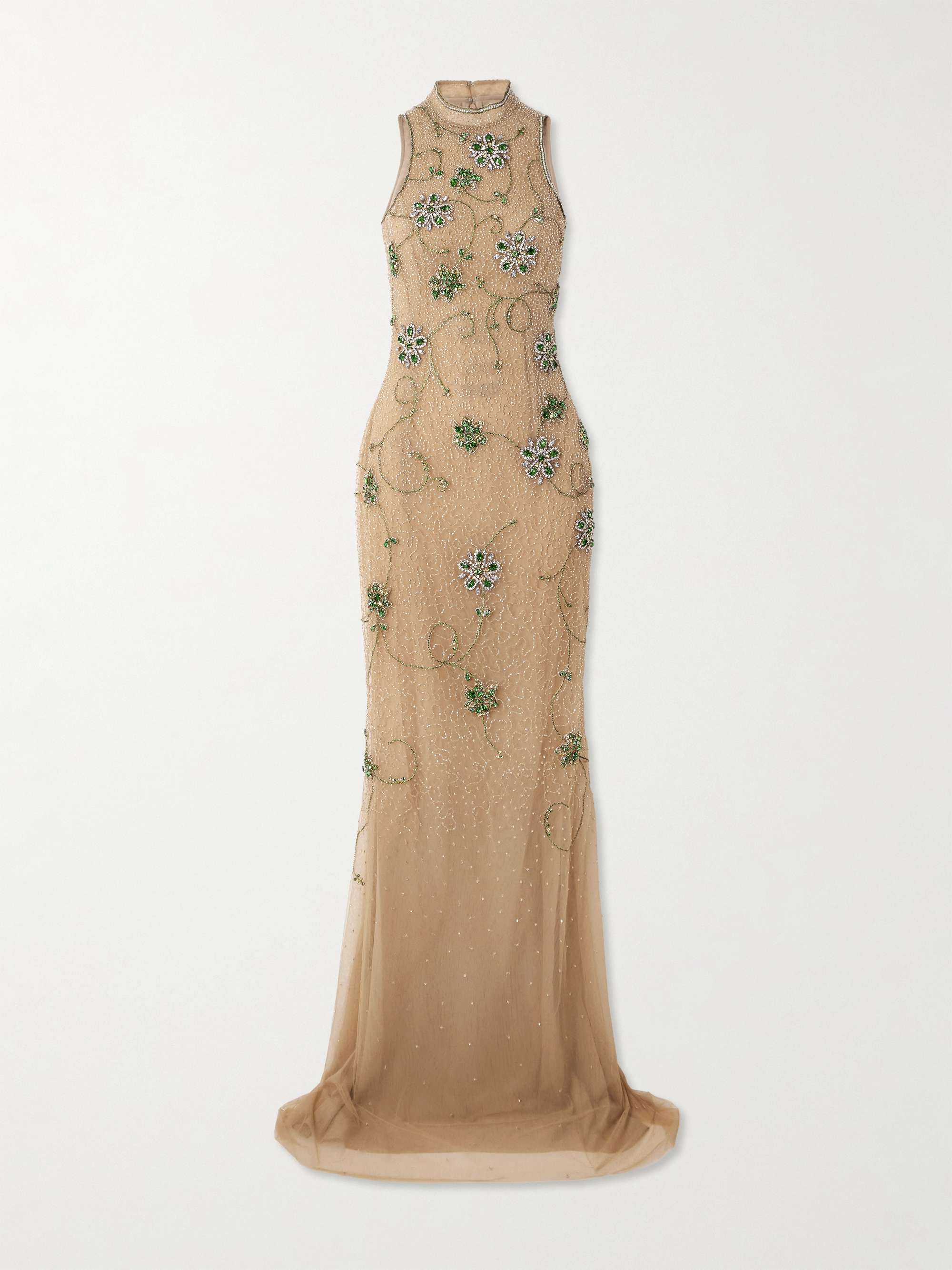 Bead and crystal-embellished silk-blend tulle gown hero visual