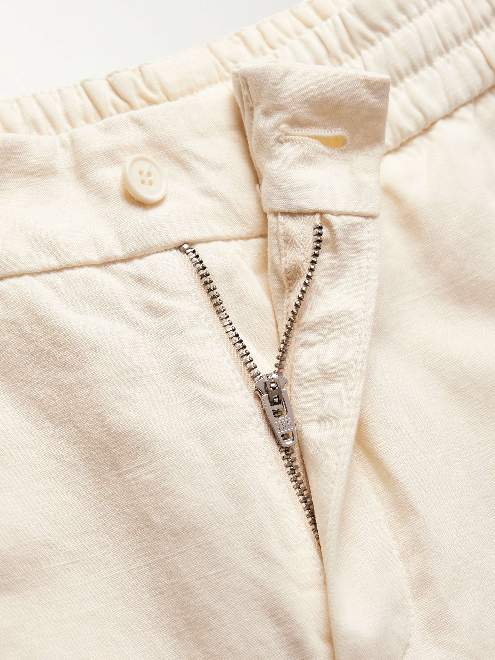 Straight-Leg Pleated Cotton and Linen-Blend Trousers view