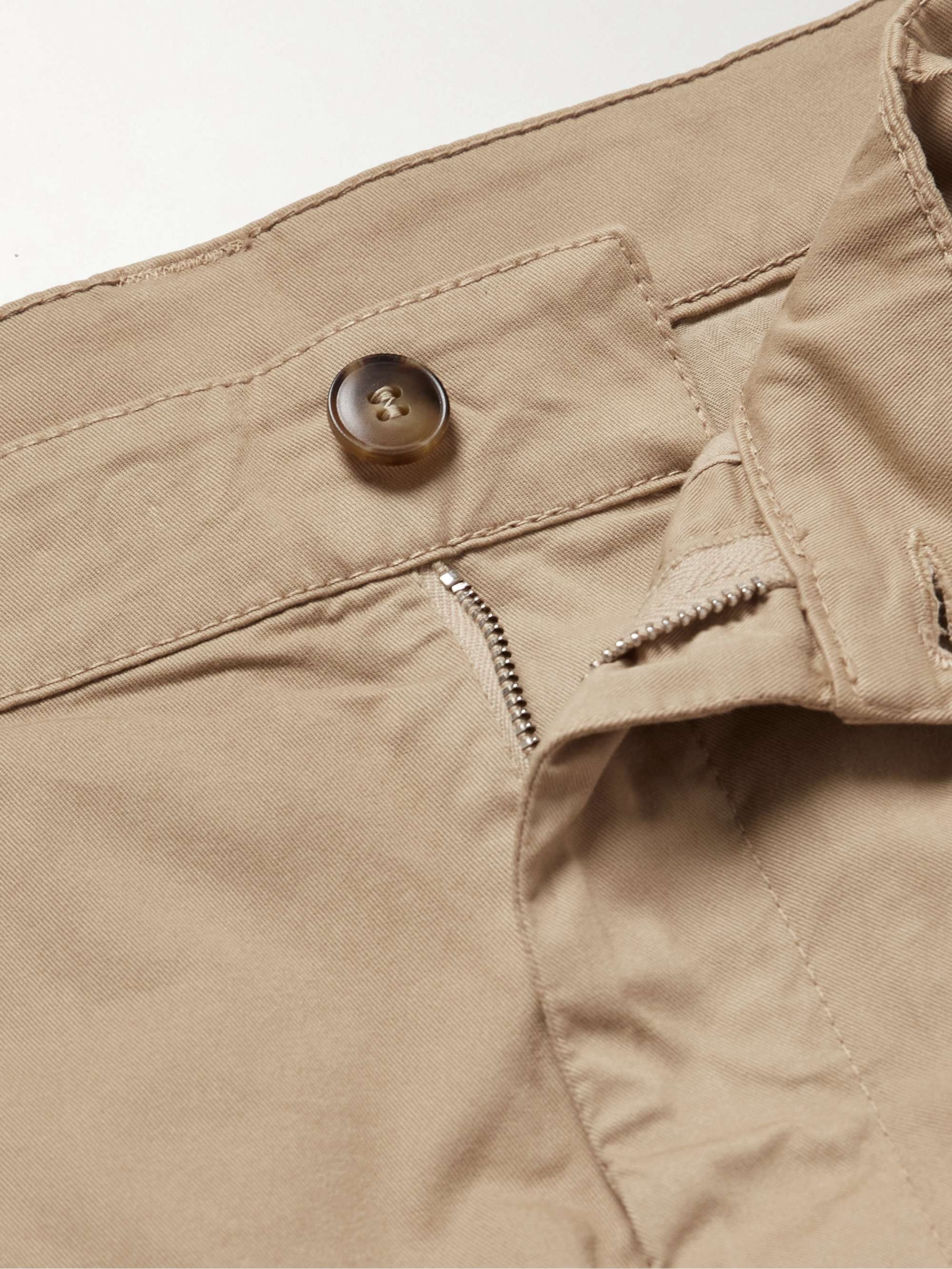 Straight-Leg Pleated Stretch-Cotton Twill Shorts view