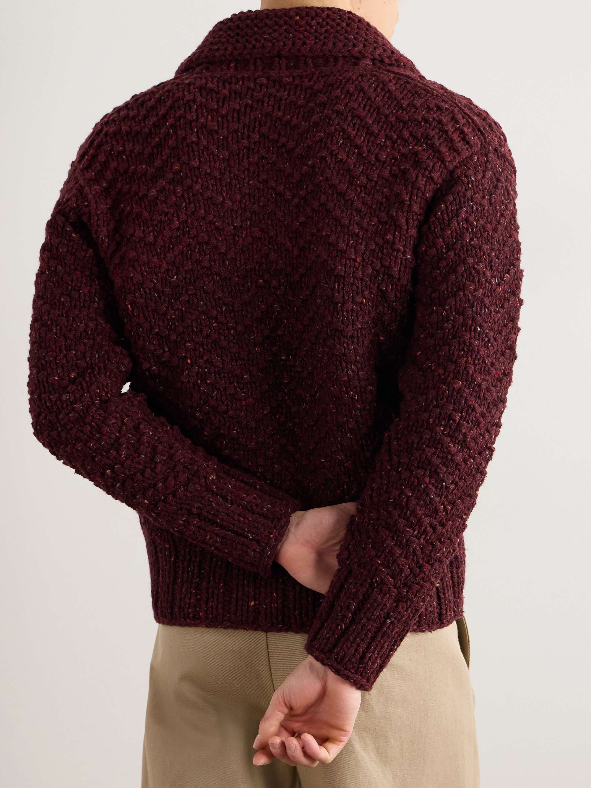 Shawl-Collar Merino Wool Zip-Up Cardigan view