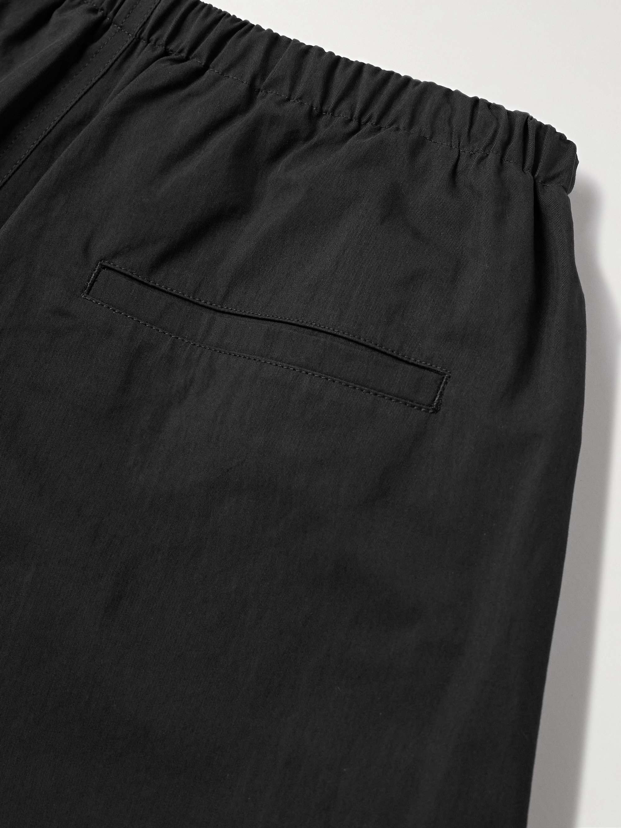 Wide-Leg Cotton-Blend Twill Drawstring Trousers view