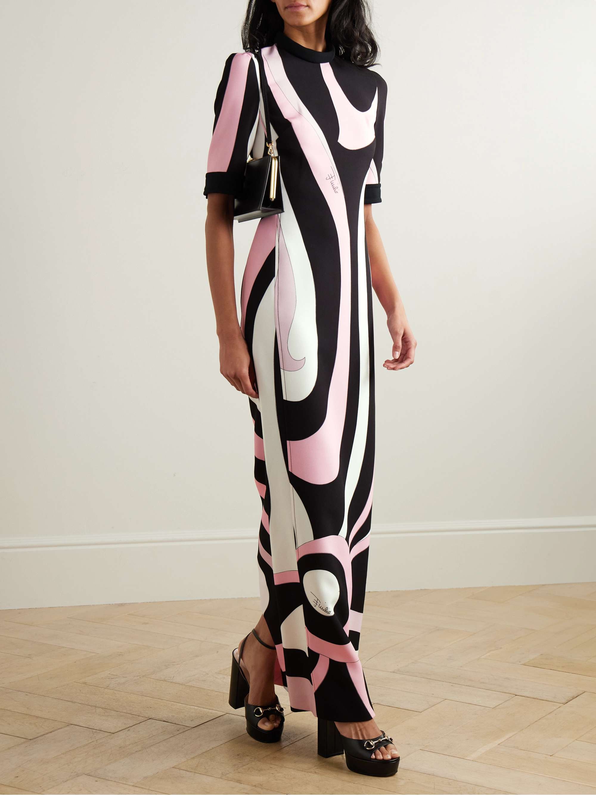 Printed crepe maxi dress view