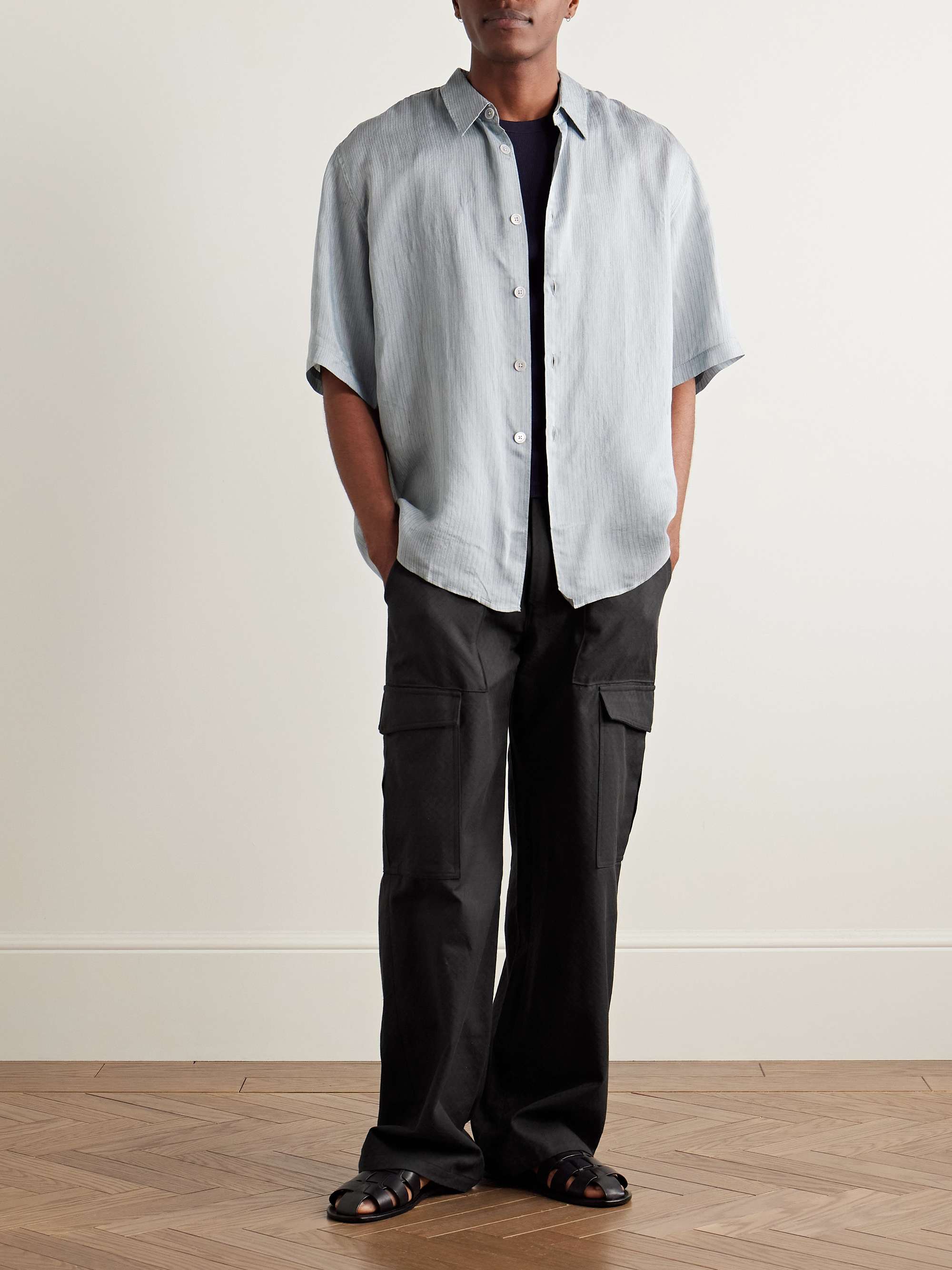 Raranga Straight-Leg Cotton-Twill Cargo Trousers view