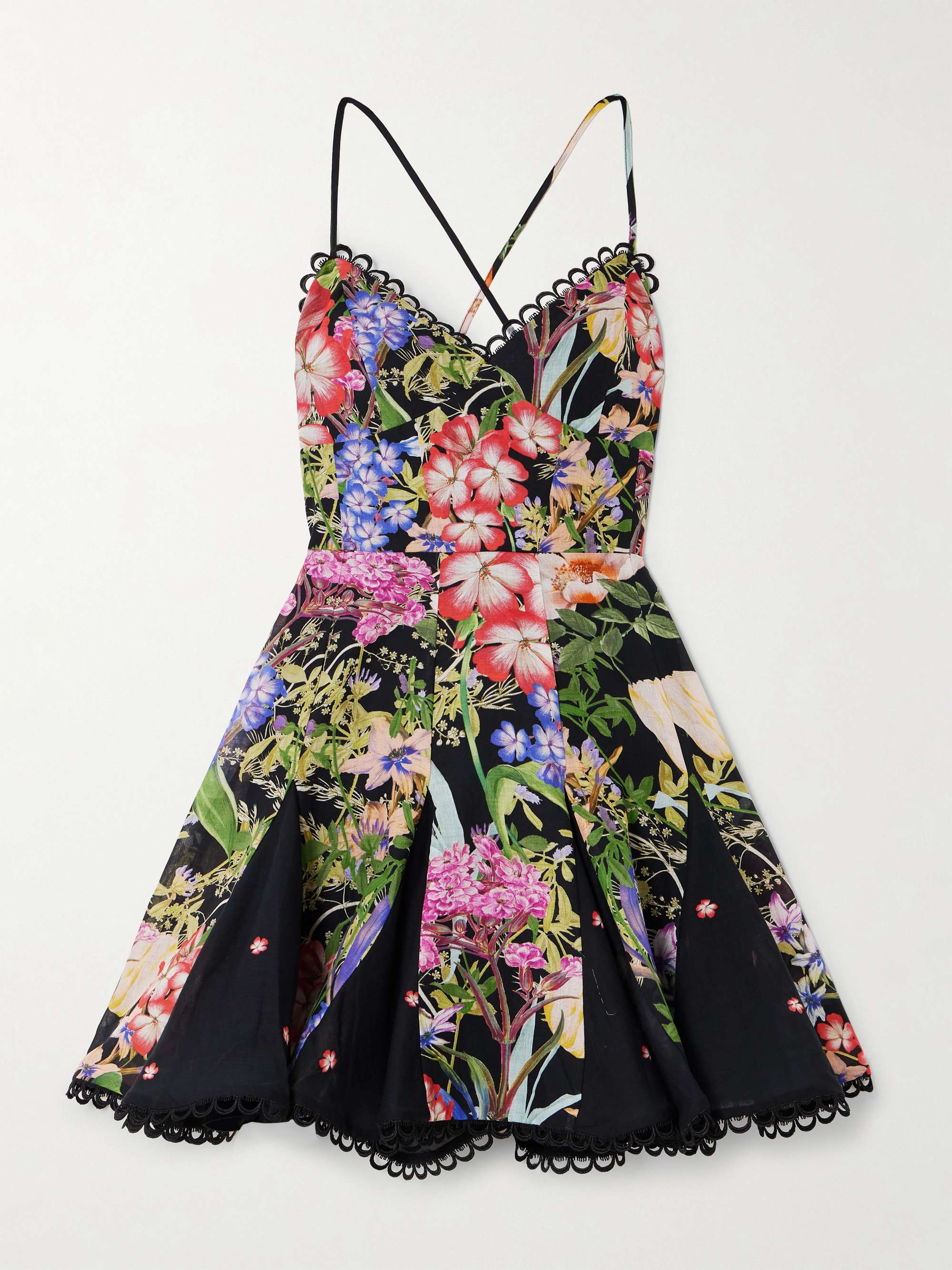 Marlene lace-up floral-print cotton-blend voile mini dress hero visual