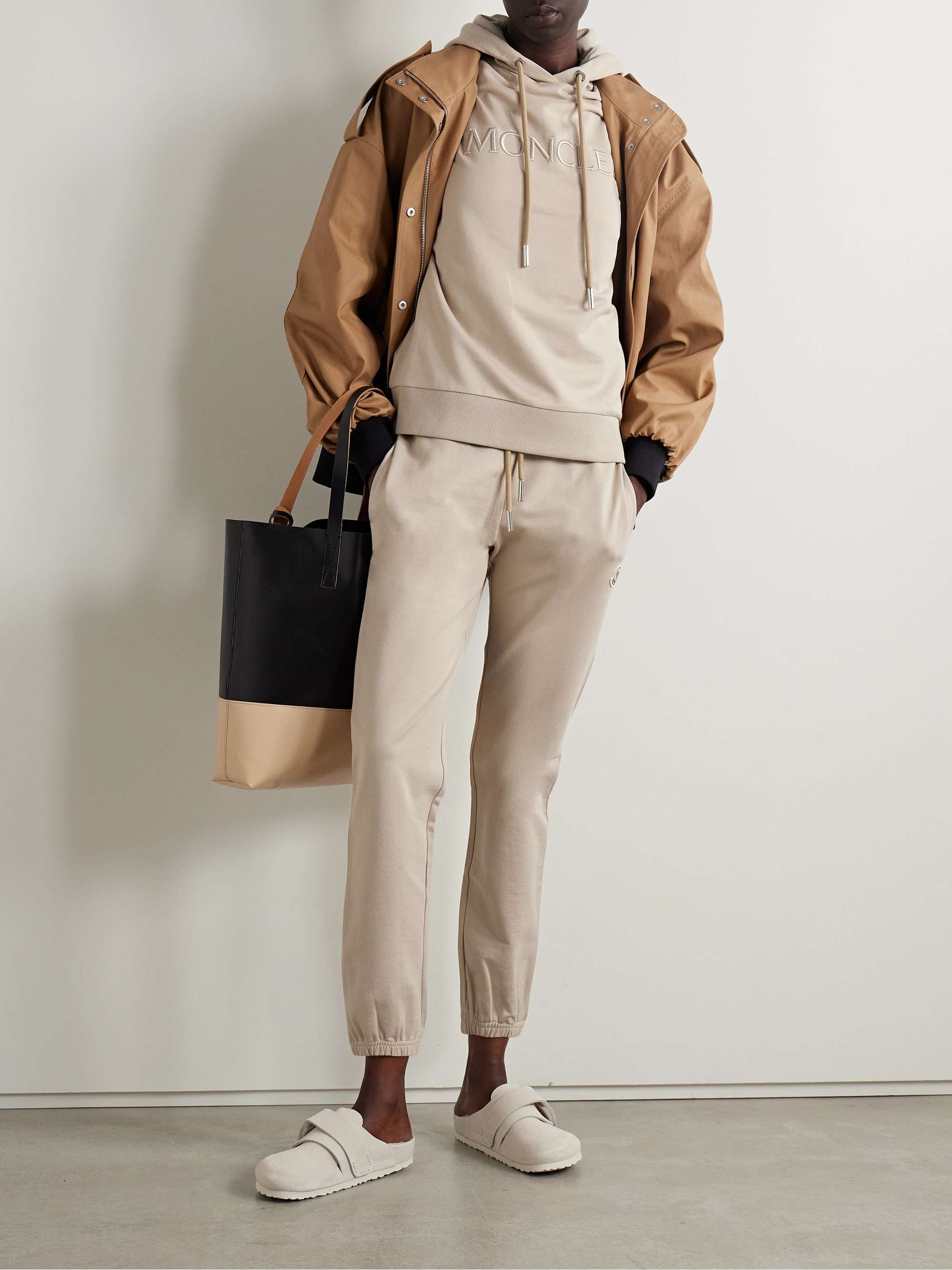 Appliquéd cotton-jersey tapered track pants view