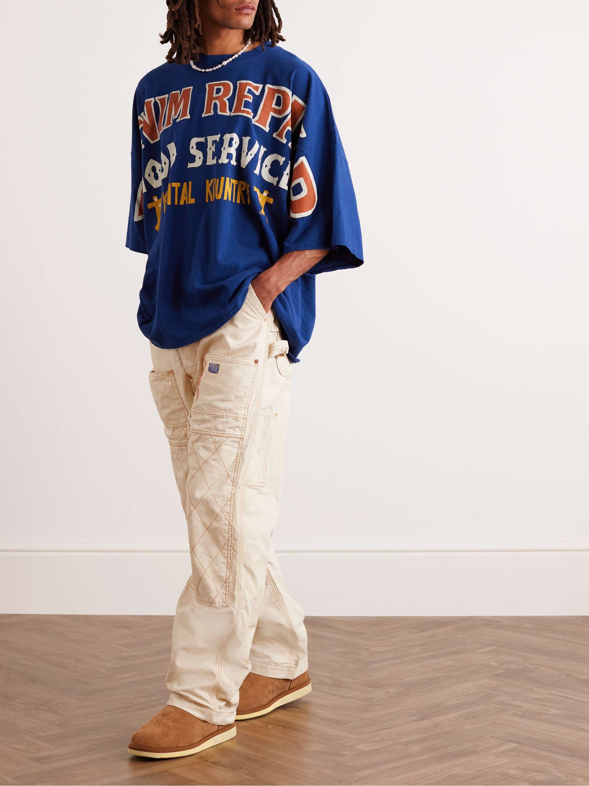 Lumber Embroidered Straight-Leg Cotton-Canvas Cargo Trousers view