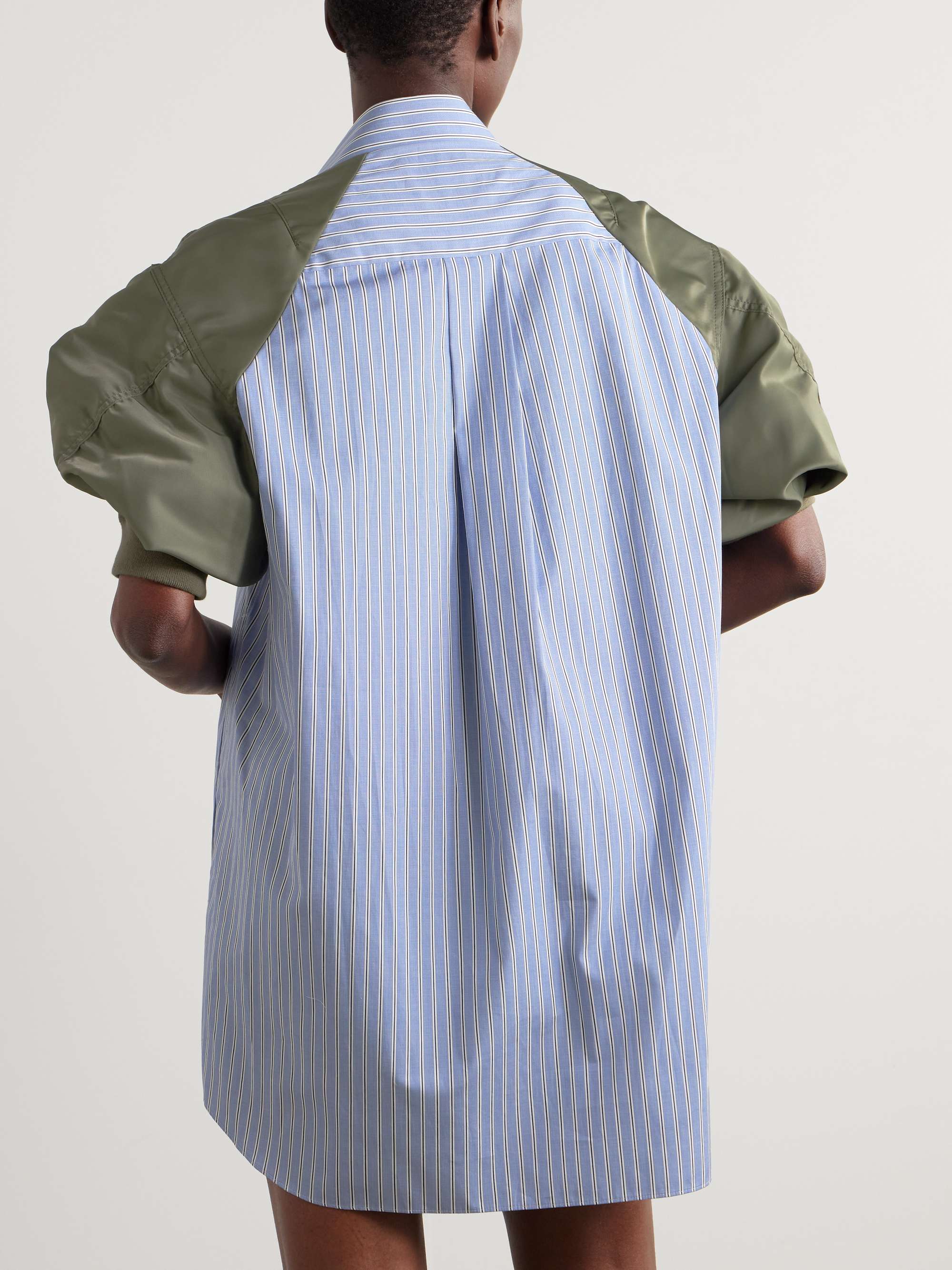Shell-trimmed cotton-poplin mini shirt dress view