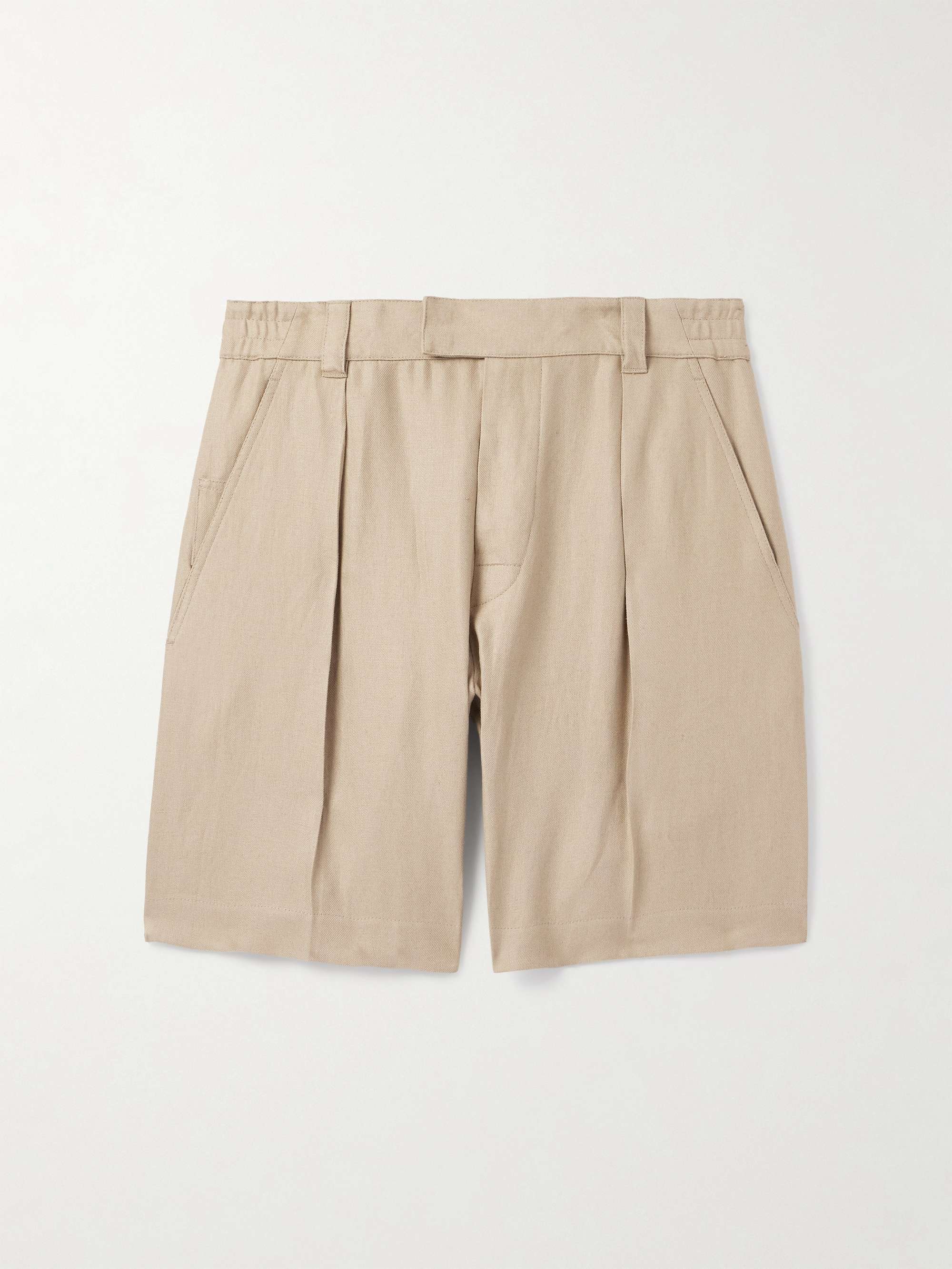 Reinga Wide-Leg Pleated Linen-Twill Bermuda Shorts hero visual