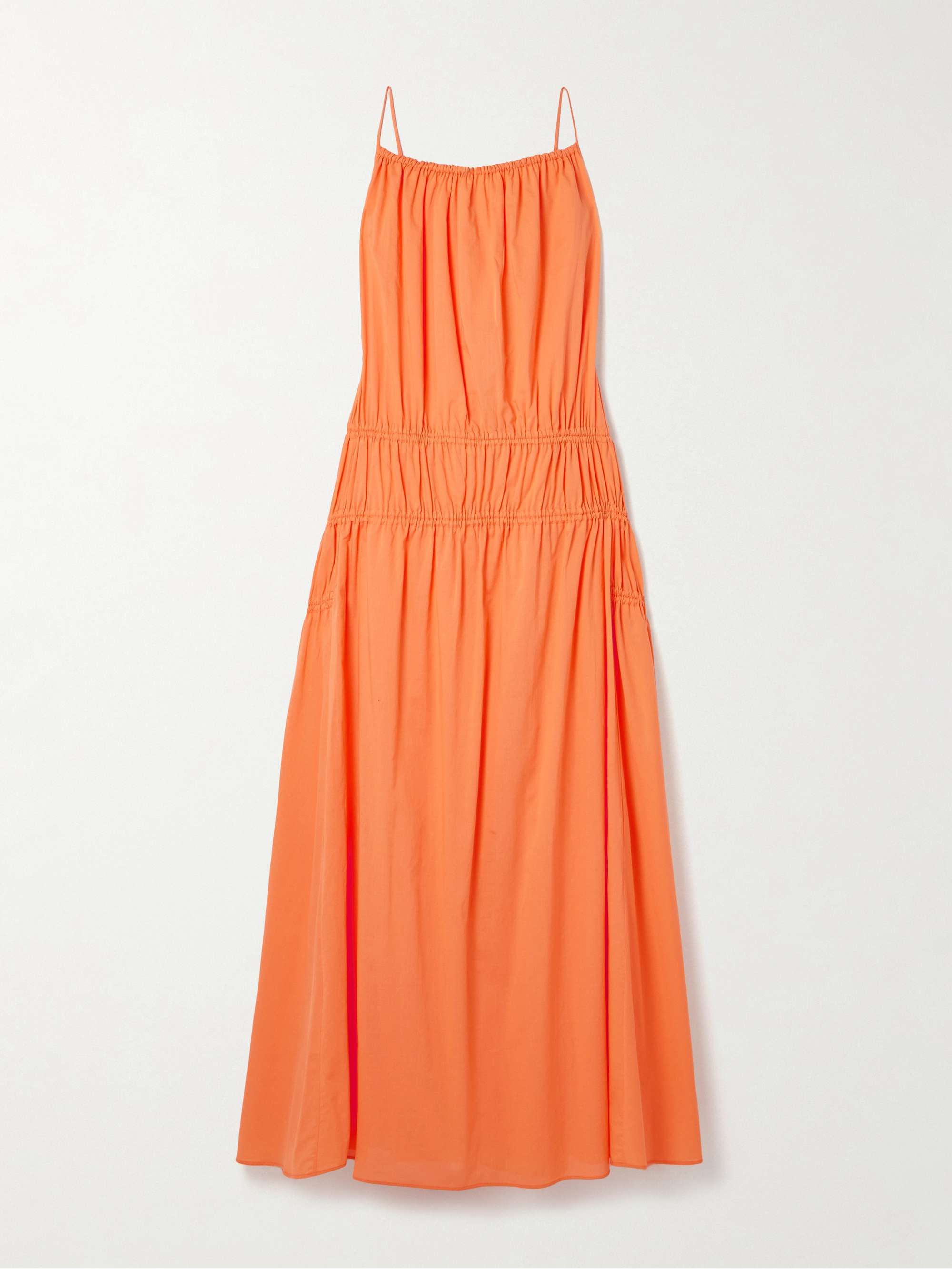 Gathered tiered organic cotton-poplin maxi dress hero visual