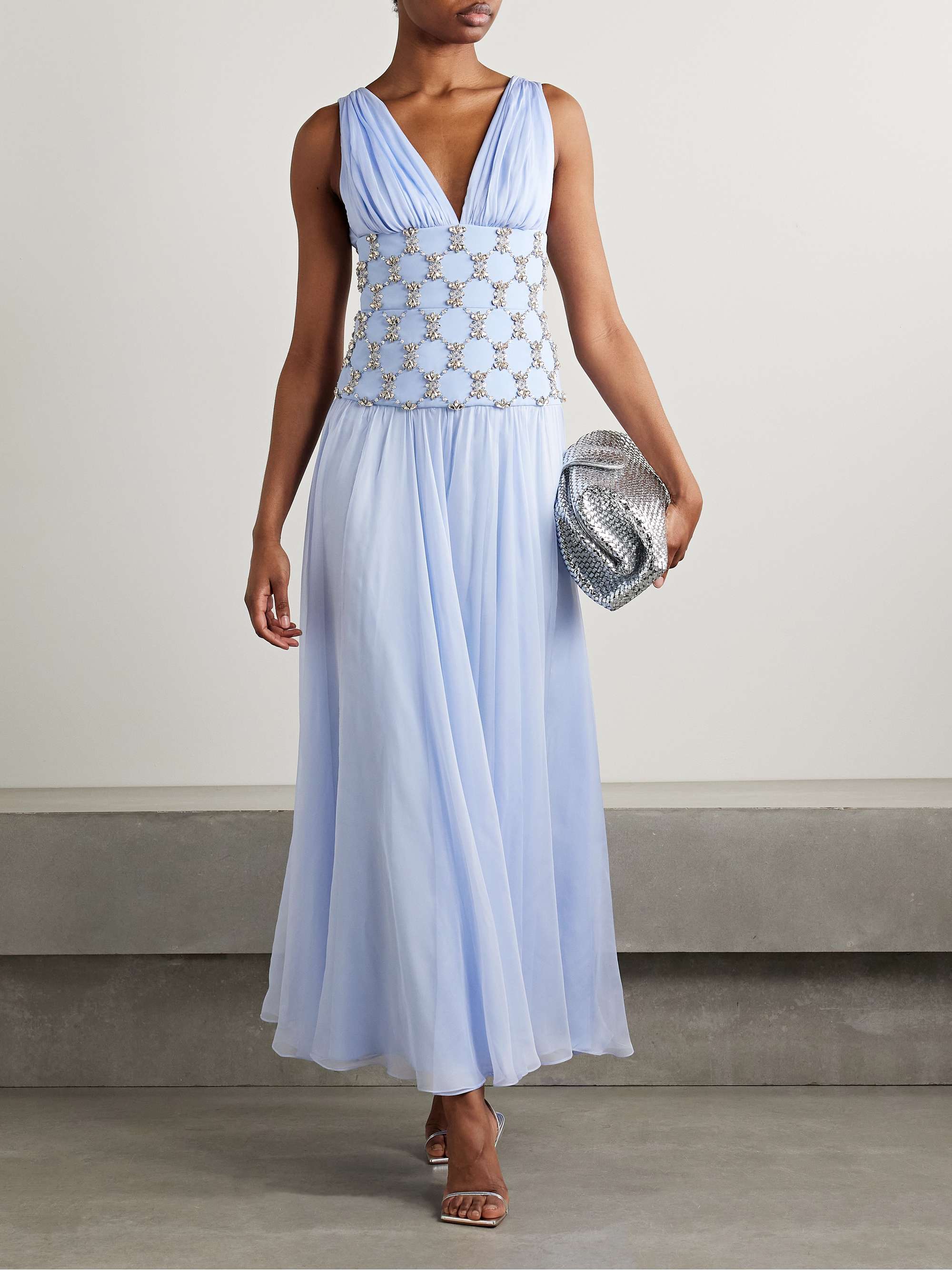 Cody chiffon and crystal-embellished silk-crepe gown view