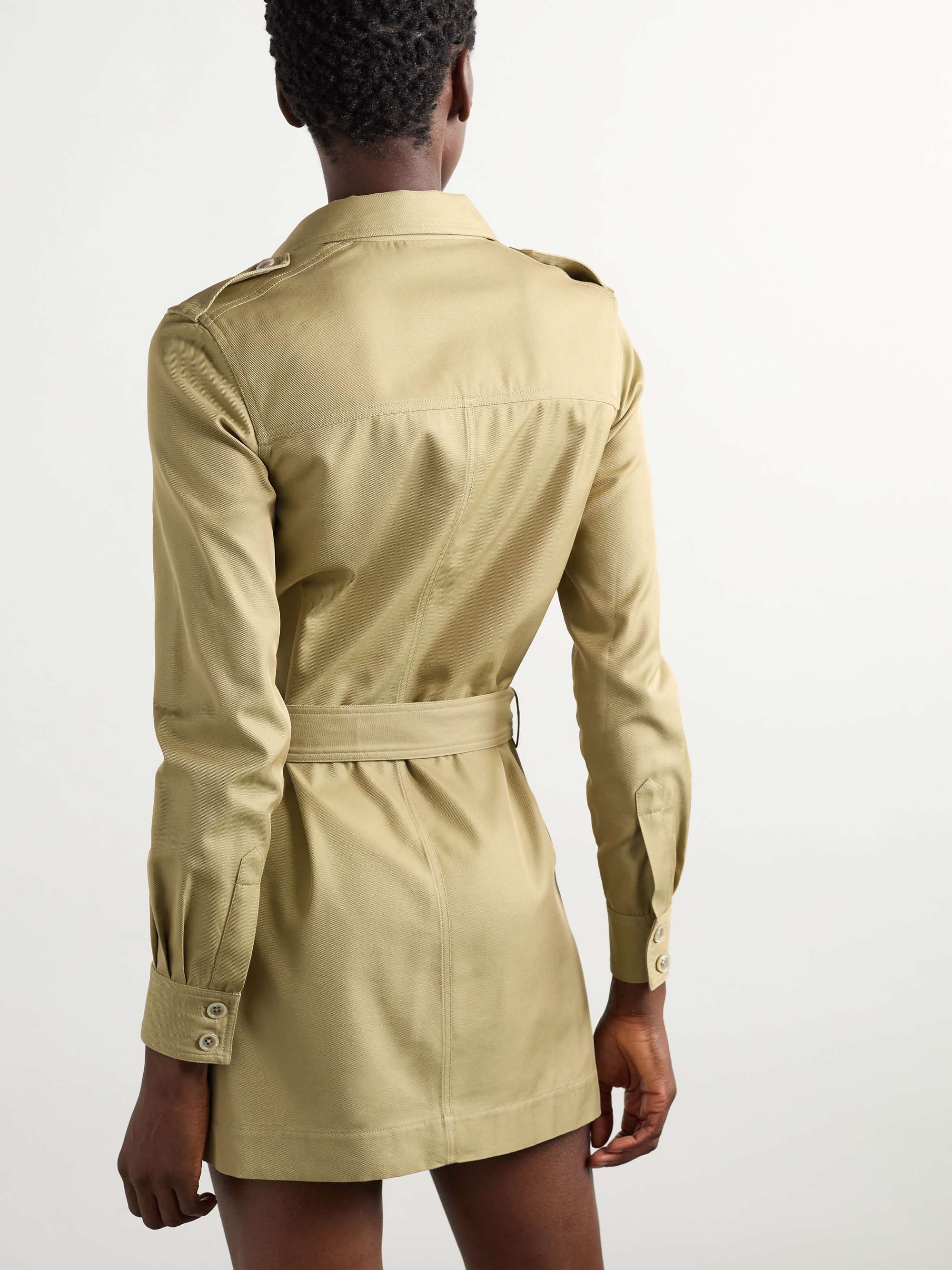 Belted cotton and silk-blend twill mini dress view