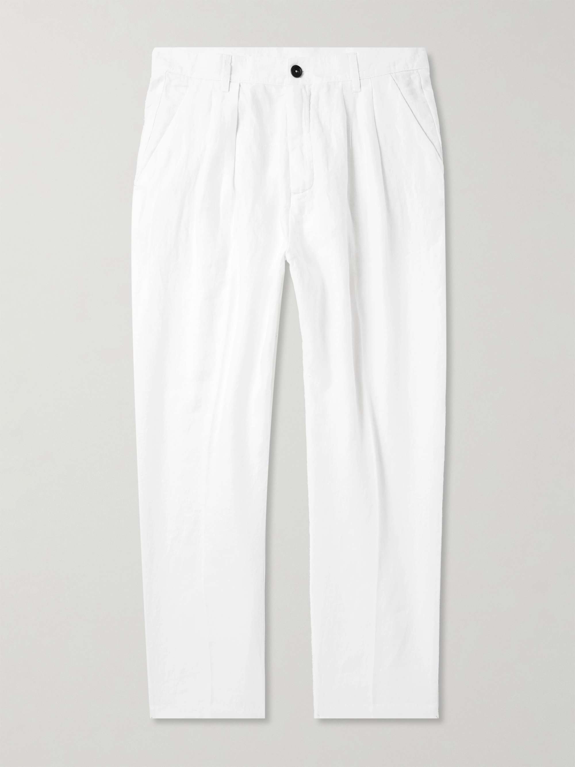 Stan Straight-Leg Pleated Linen Trousers hero visual