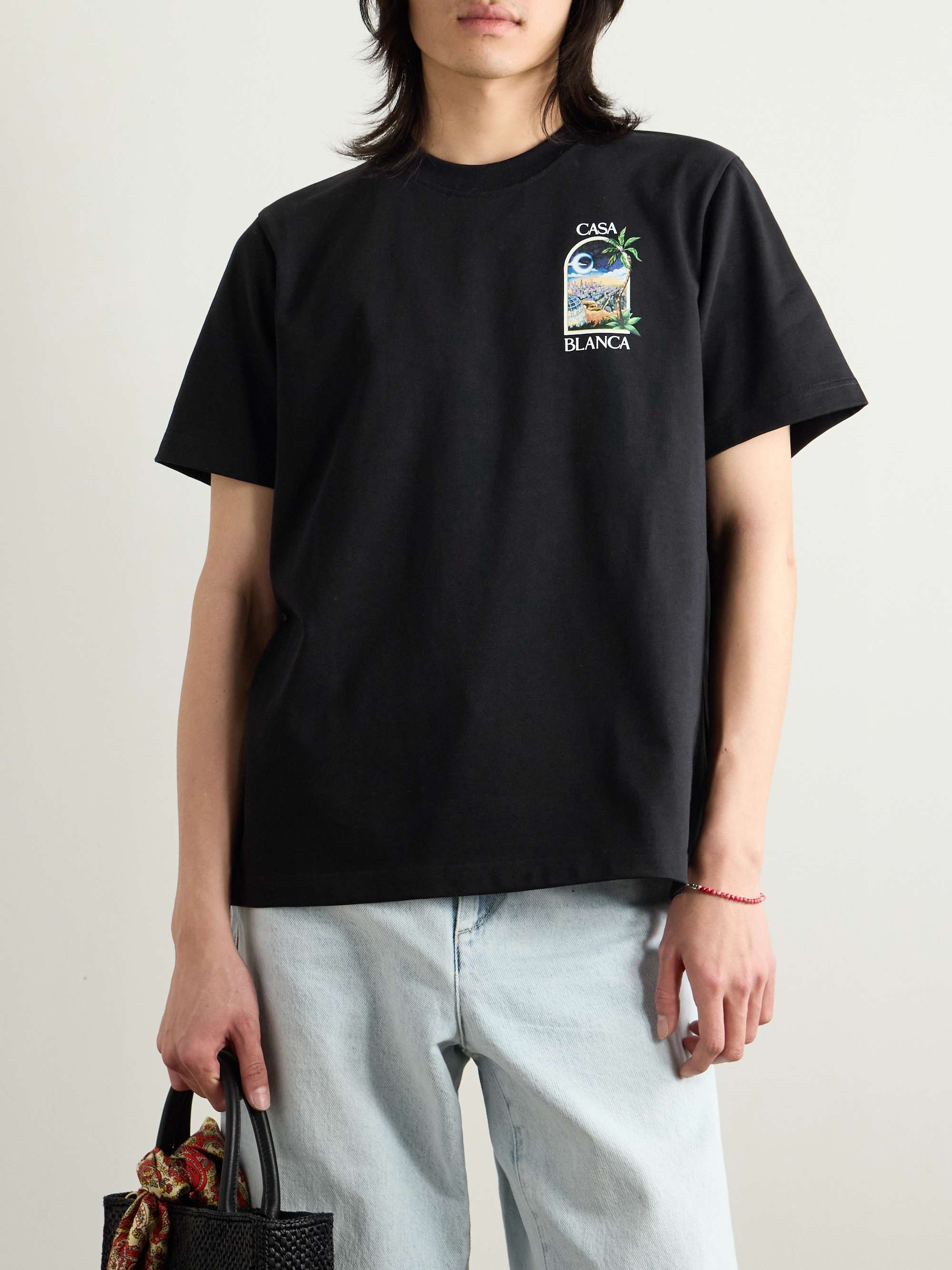LA Night Oversized Logo-Print Organic Cotton-Jersey T-Shirt view