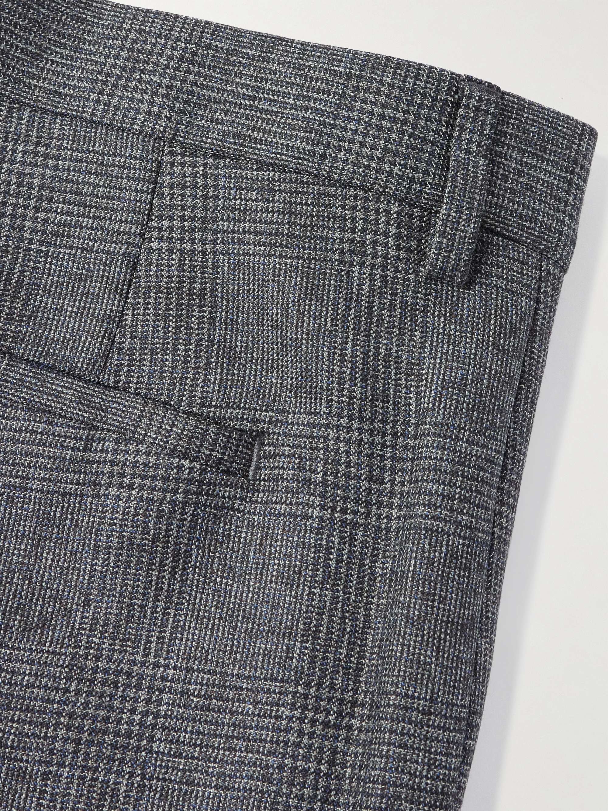 Straight-Leg Prince of Wales Checked Wool Suit Trousers view