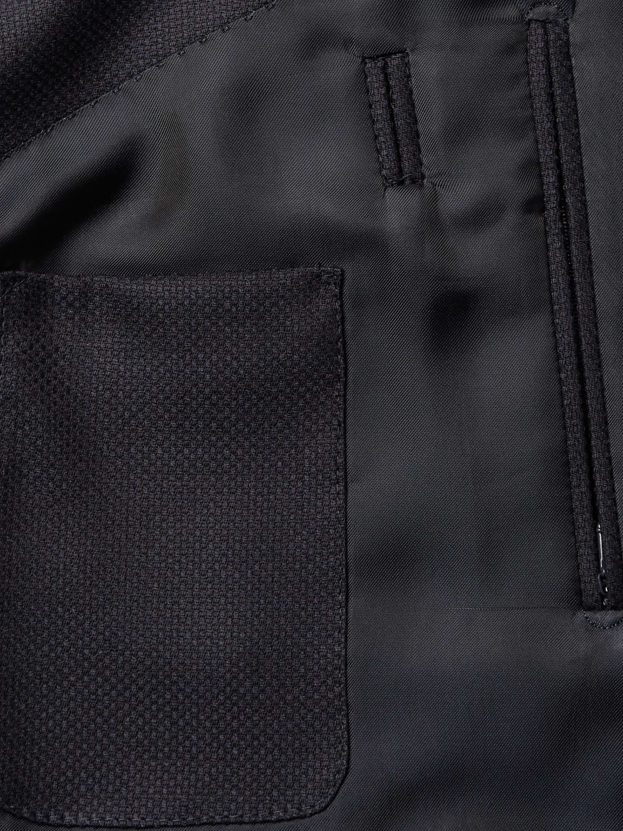 Navy 10-Pocket Stretch Wool and Silk-Blend Blazer view
