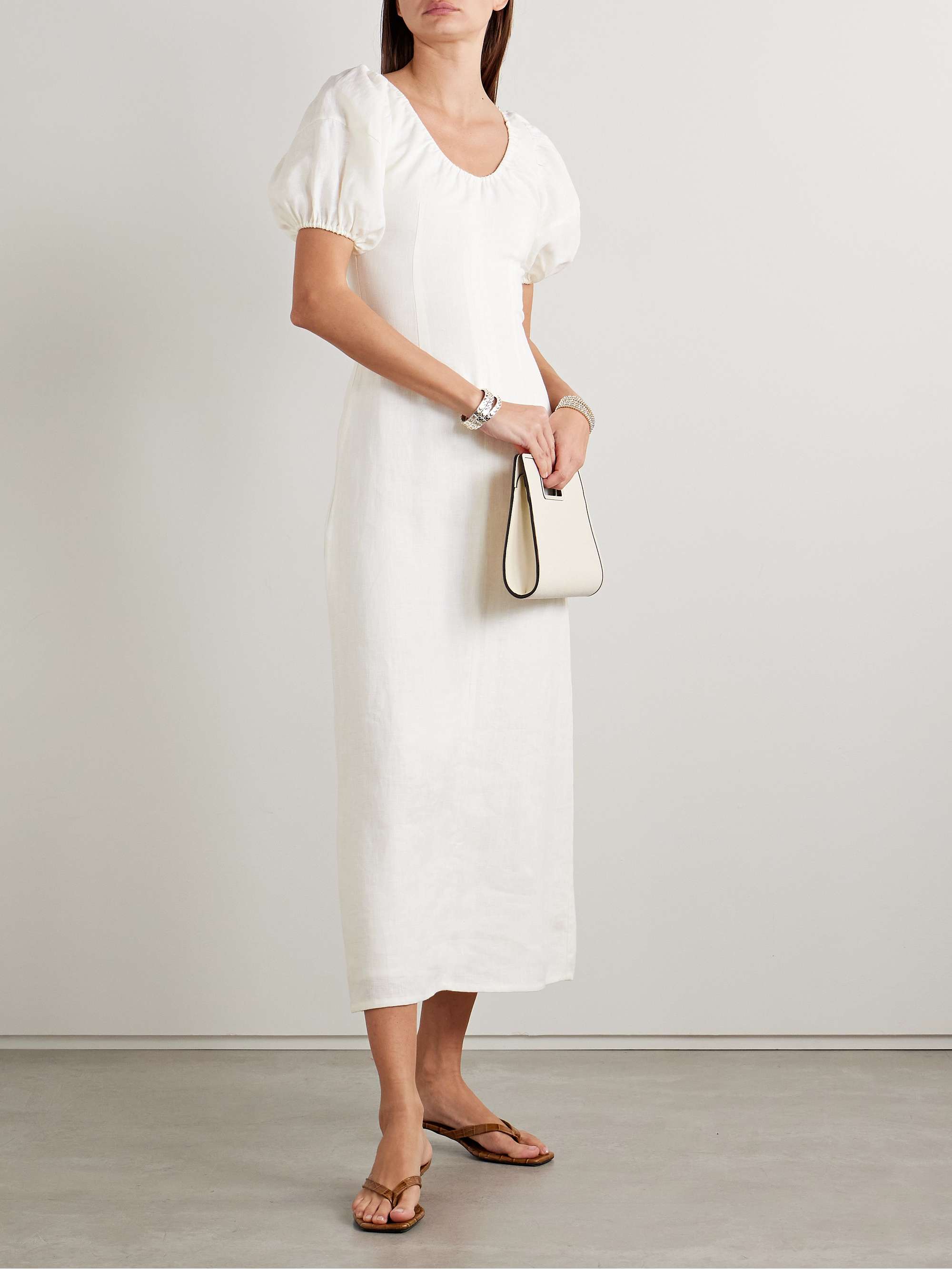 Vence gathered linen midi dress view