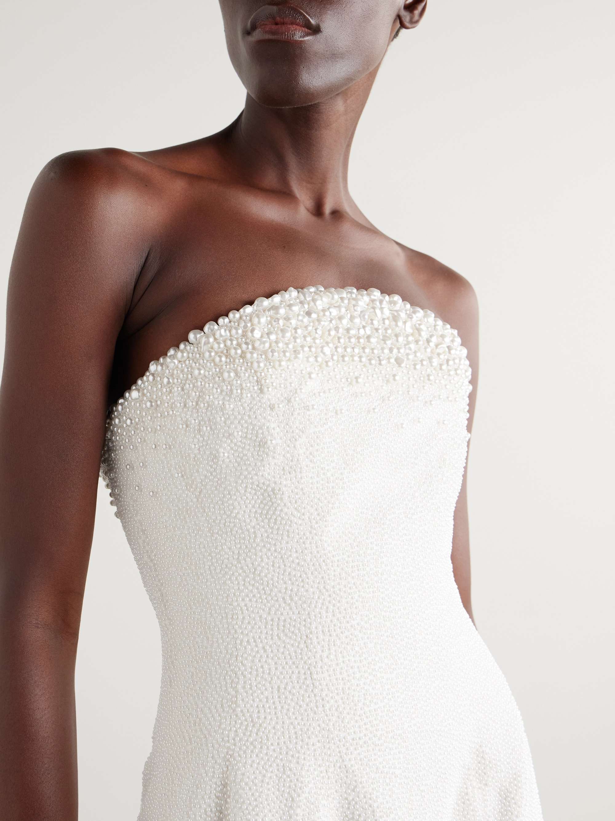 Olympia strapless faux pearl-embellished tulle gown view