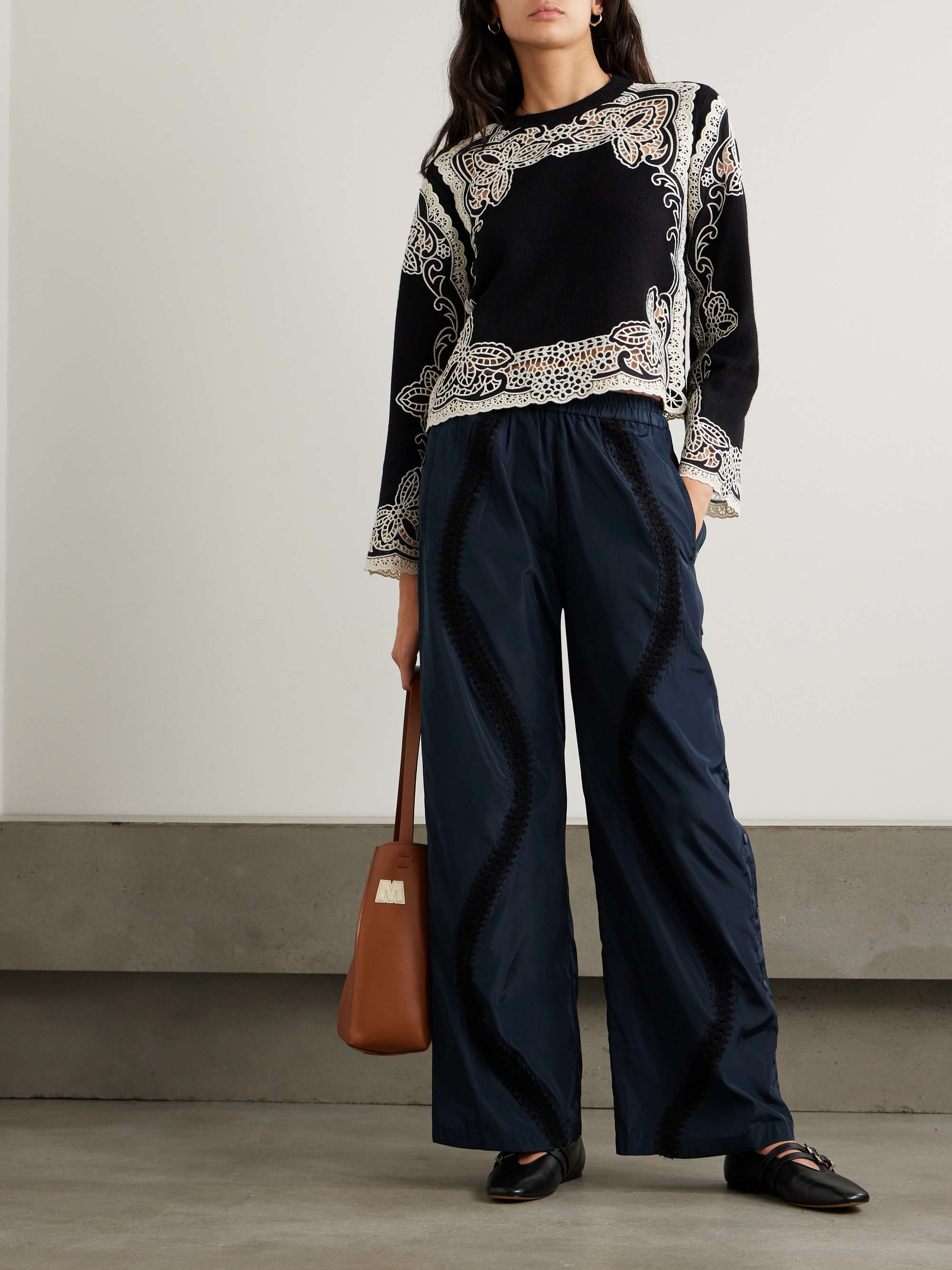 Gianna broderie anglaise-paneled wool sweater view