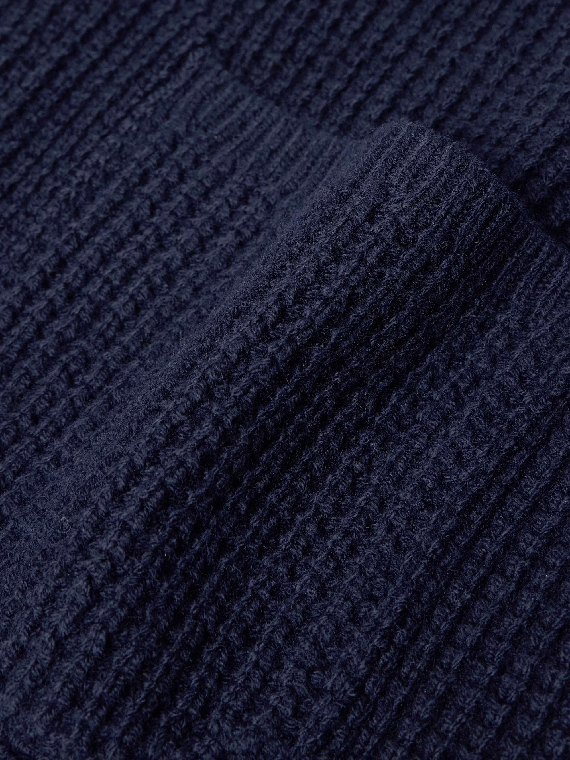 Waffle-Knit Wool and Cotton-Blend Cardigan view