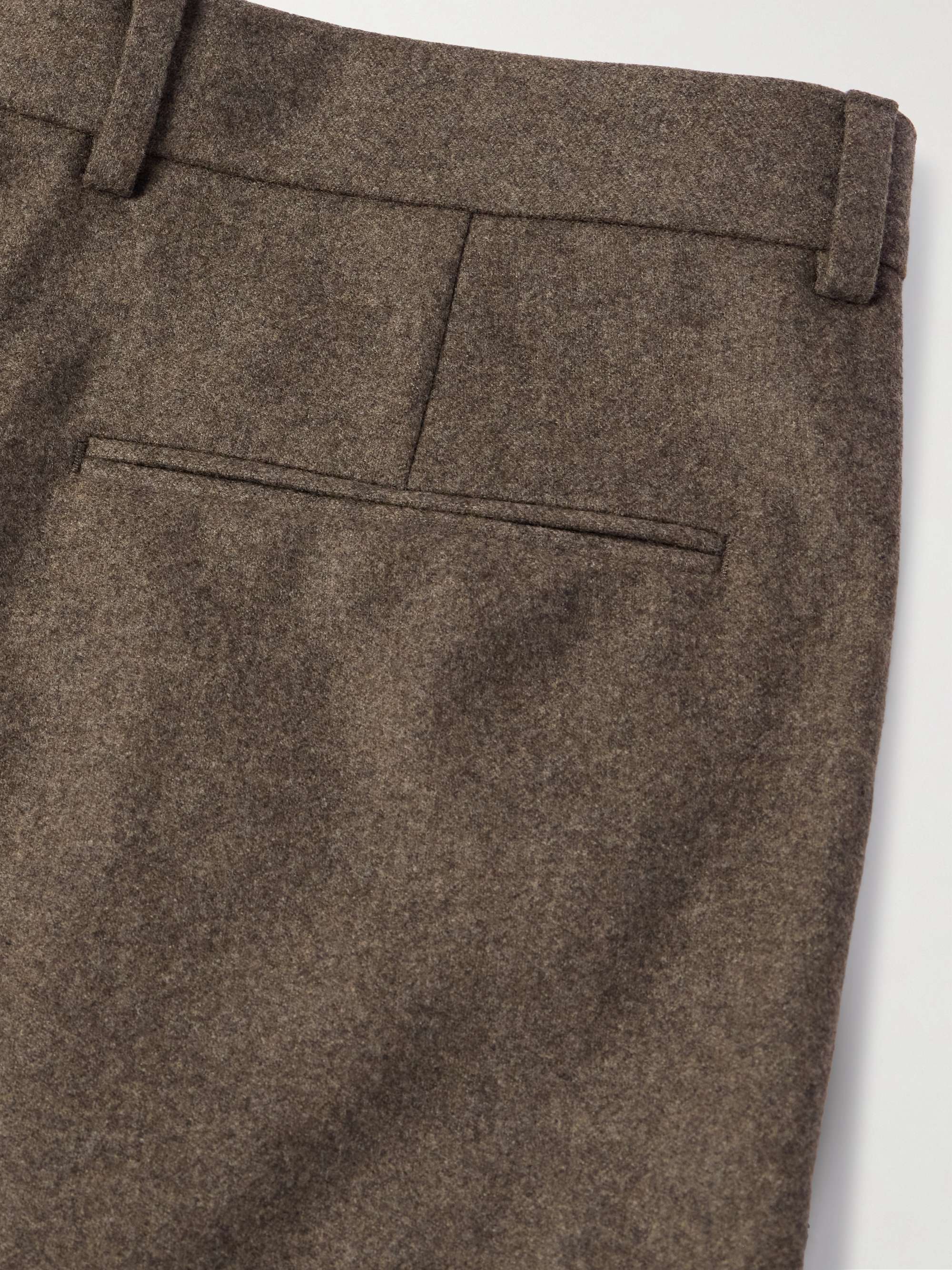 Straight-Leg Pleated Wool-Flannel Trousers view