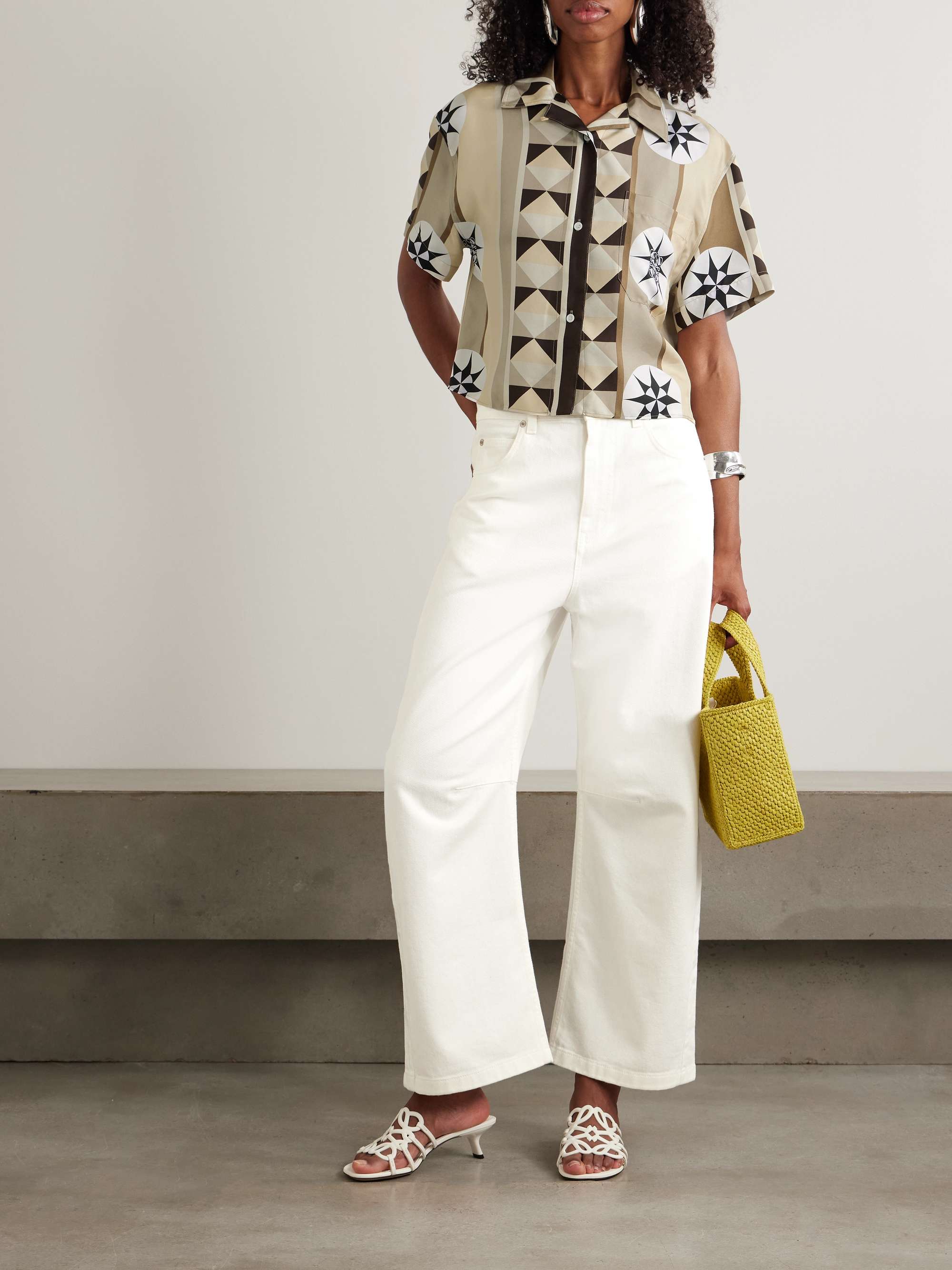 + Paula's Ibiza paneled embellished mid-rise barrel-leg jeans view