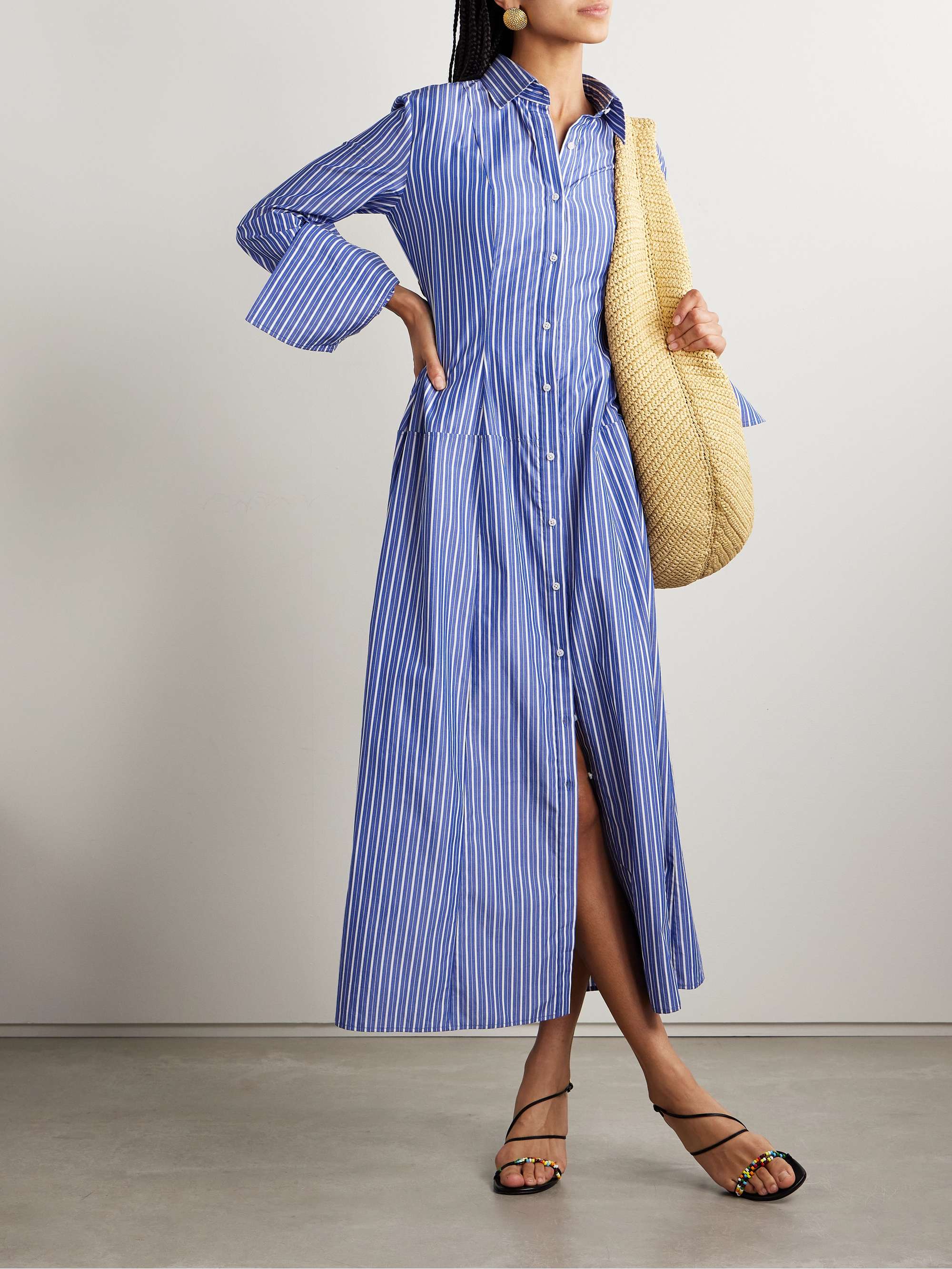 The Sammy striped cotton-poplin midi shirt dress view