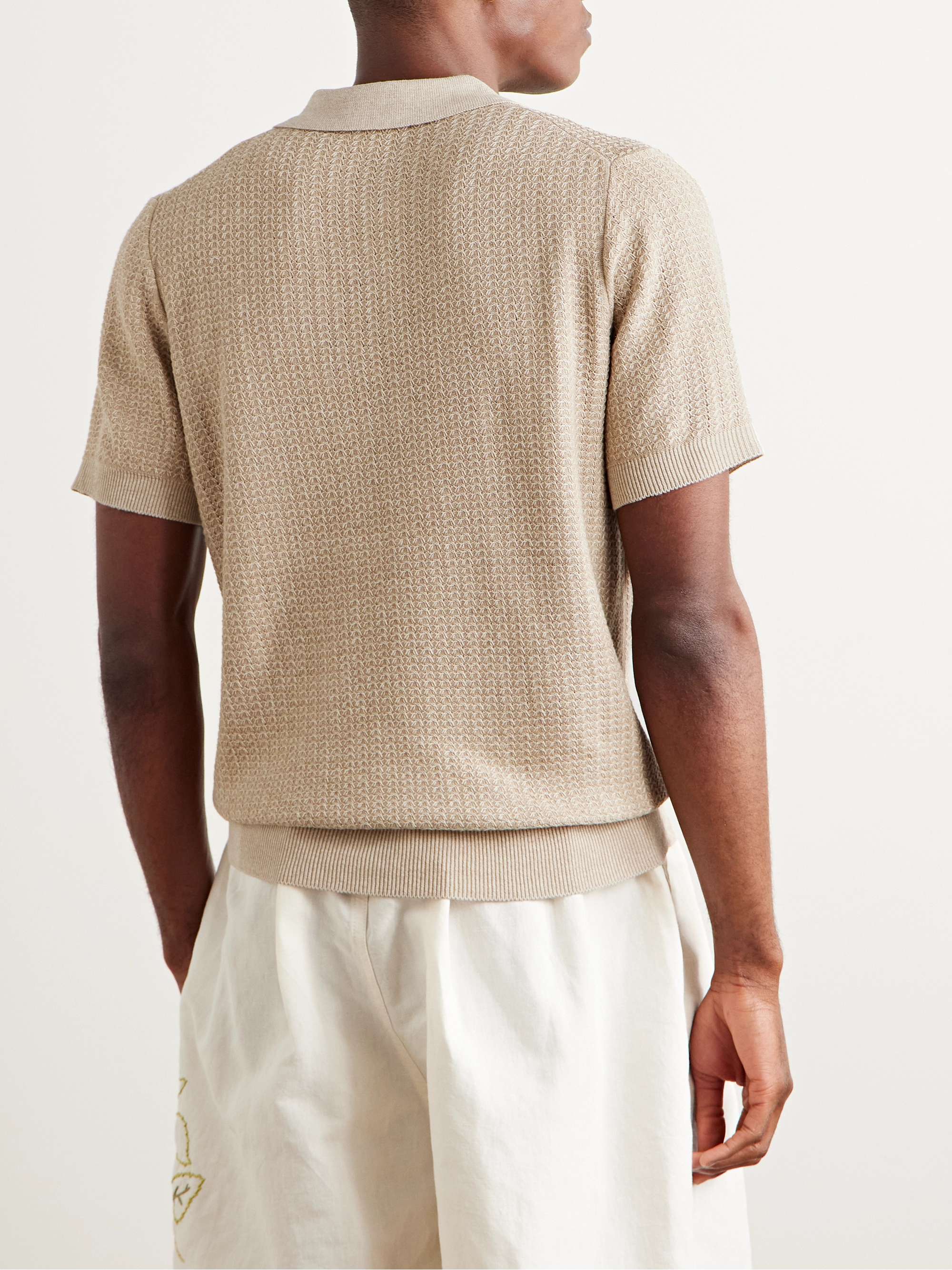 Silk and Linen-Blend Polo Shirt view