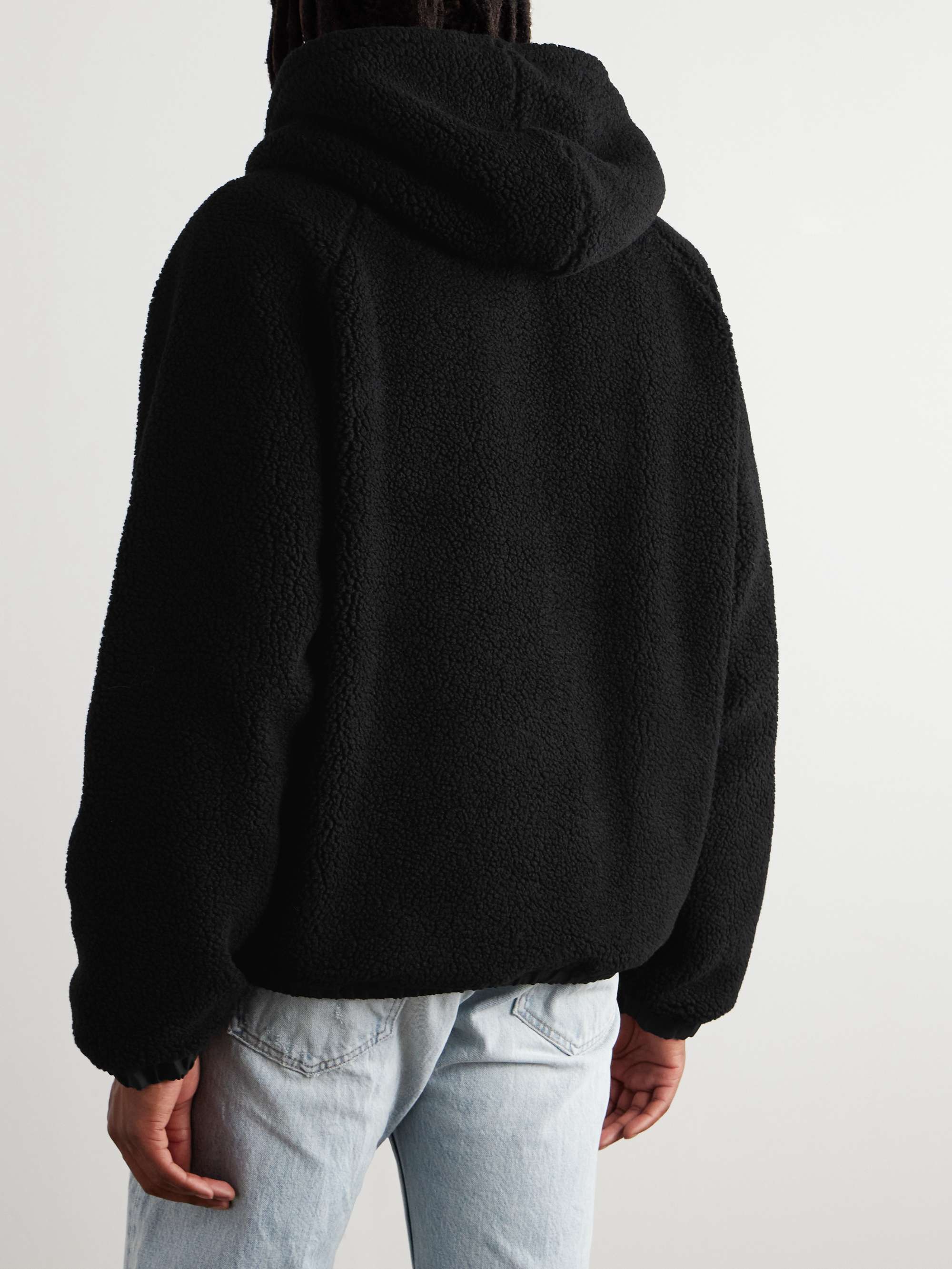 Logo-Embroidered Shell-Trimmed Fleece Hoodie view