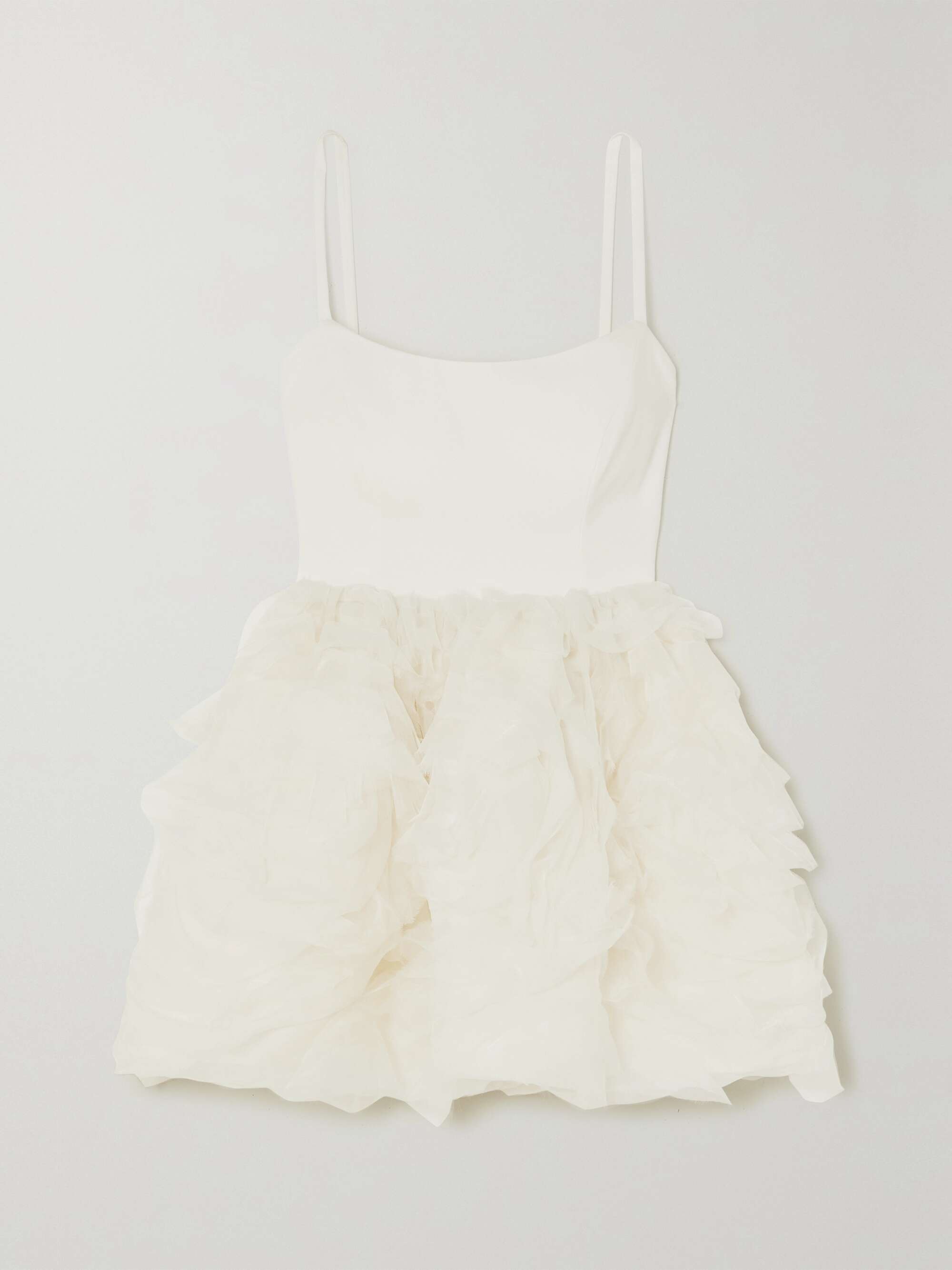 Roxy satin-crepe and ruffled organza mini dress hero visual