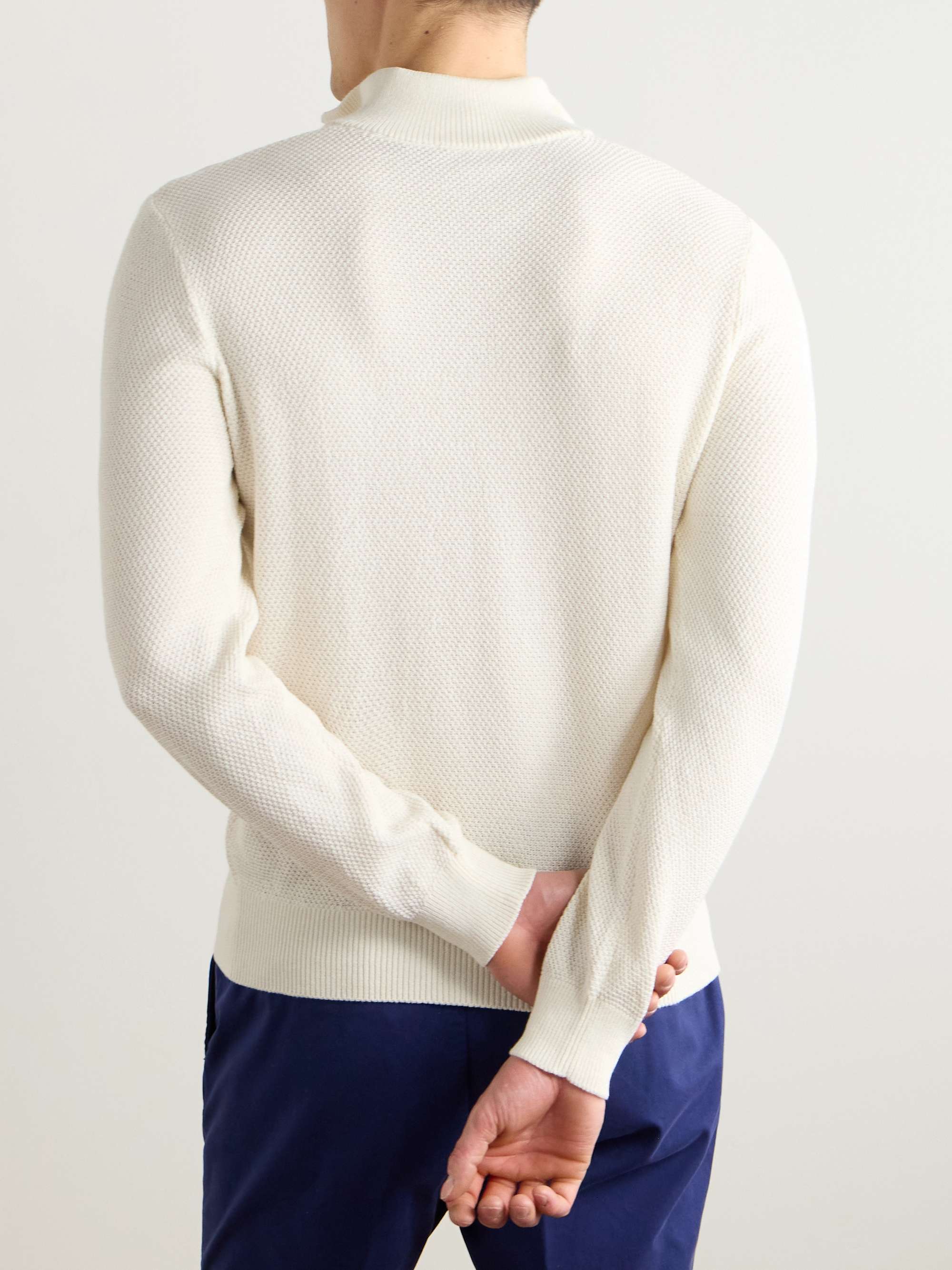 Mulberry Silk and Cotton-Blend Half-Zip Sweater view