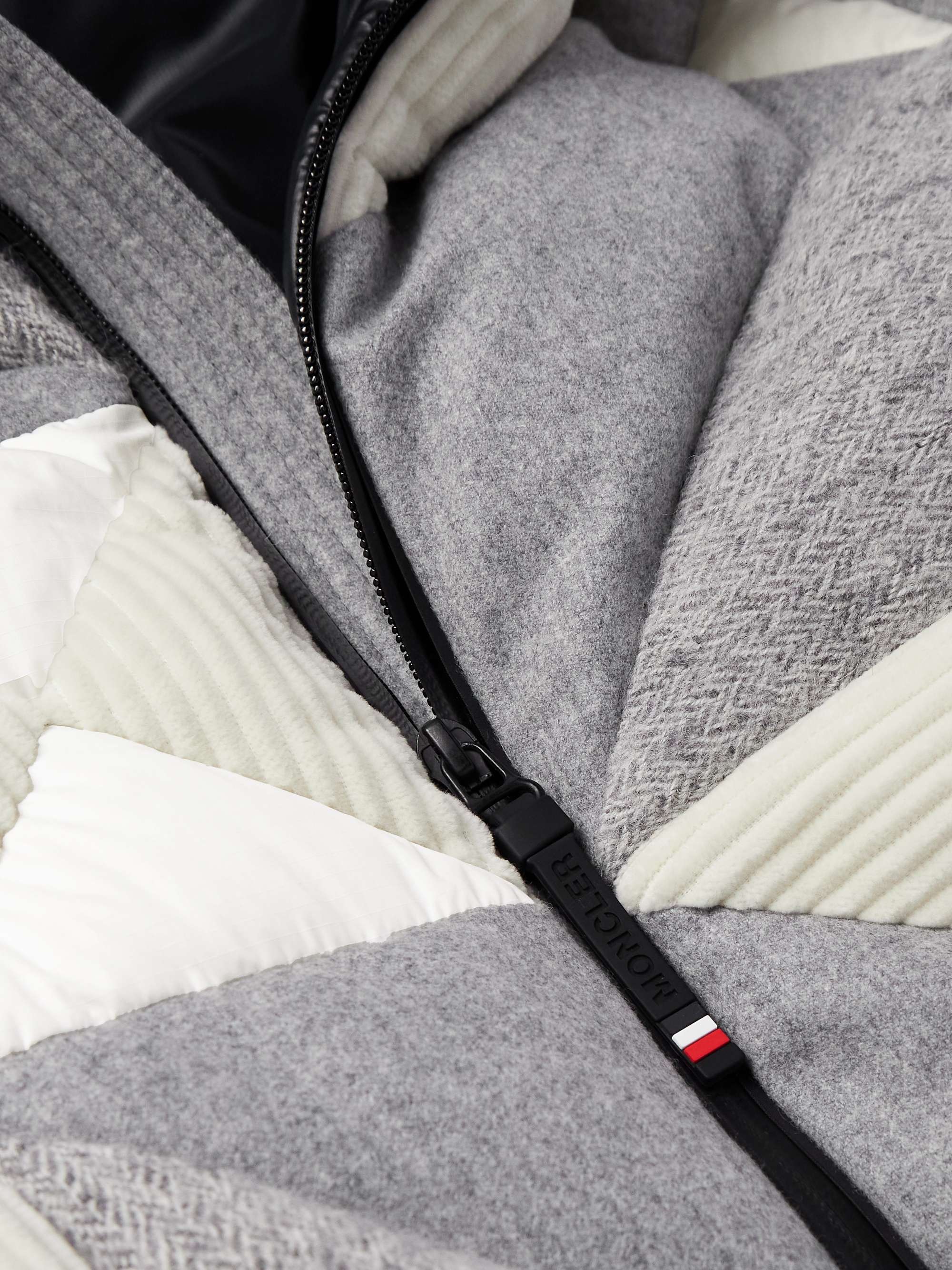Panelled Cotton-Blend Corduroy and Ripstop-Trimmed Wool Hooded Down Jacket view