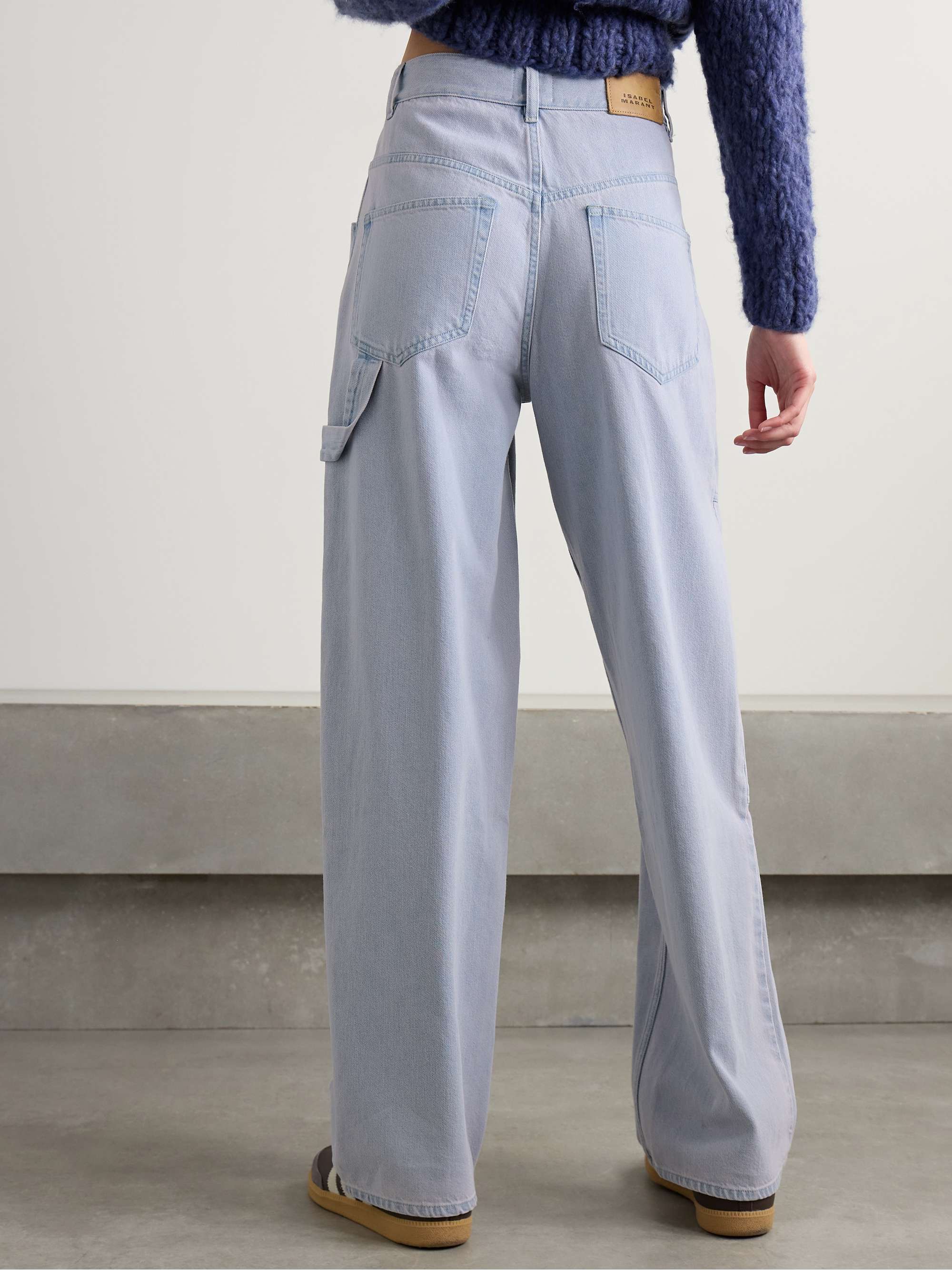 Ophra paneled high-rise straight-leg cargo jeans view