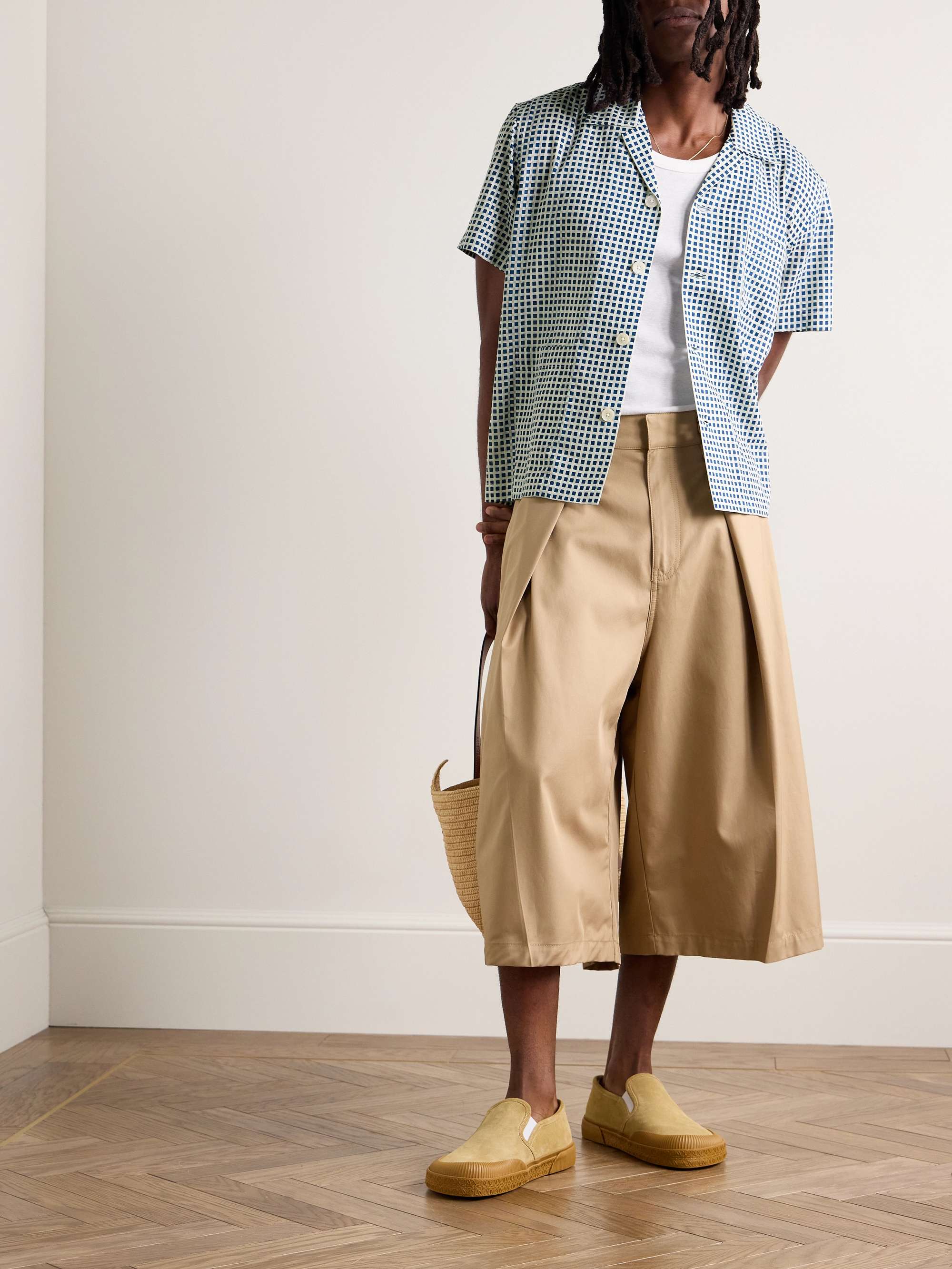 Hyannis Camp-Collar Checked Cotton-Voile Shirt view