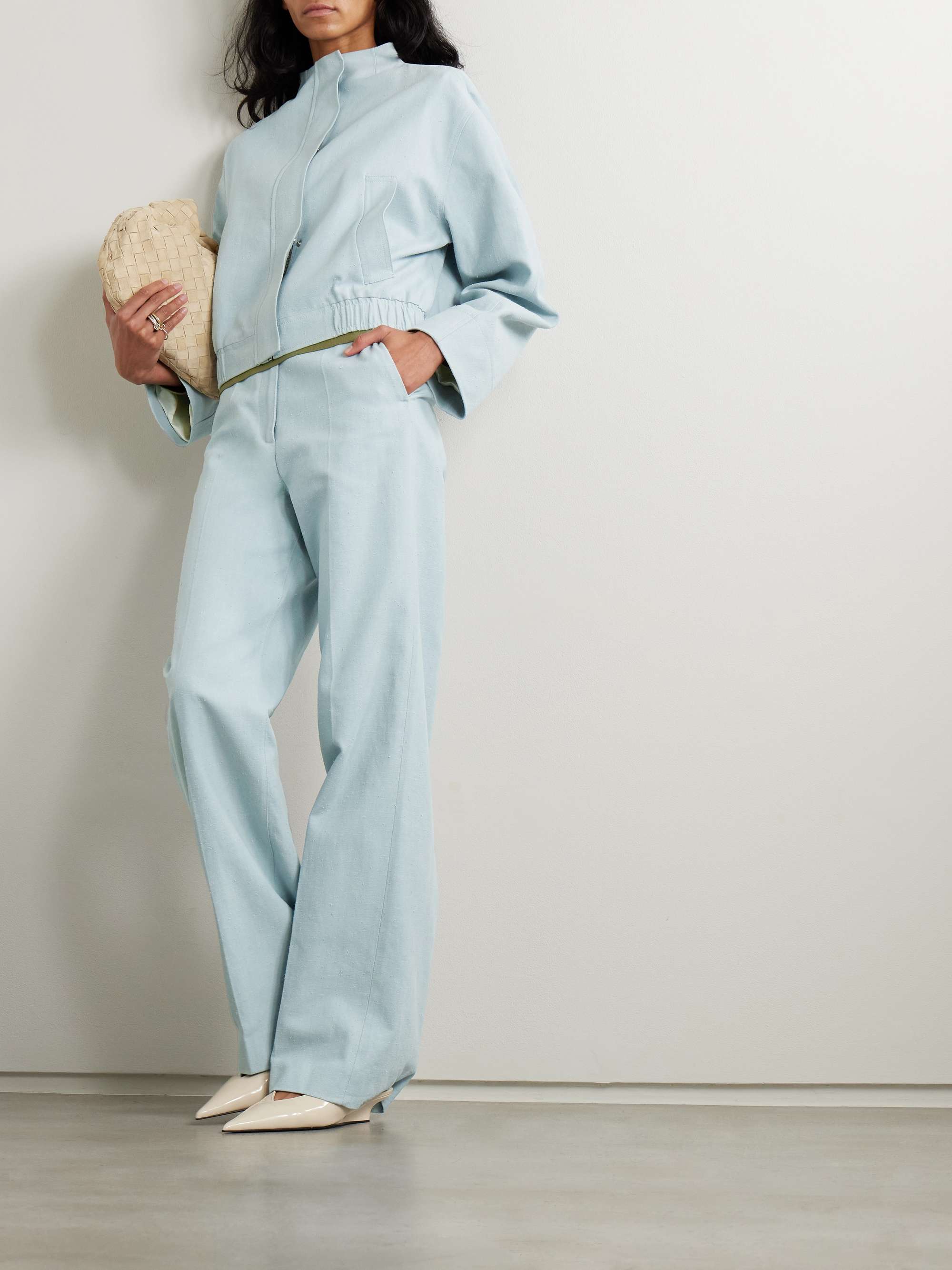 Bago cropped textured cotton-blend twill jacket view