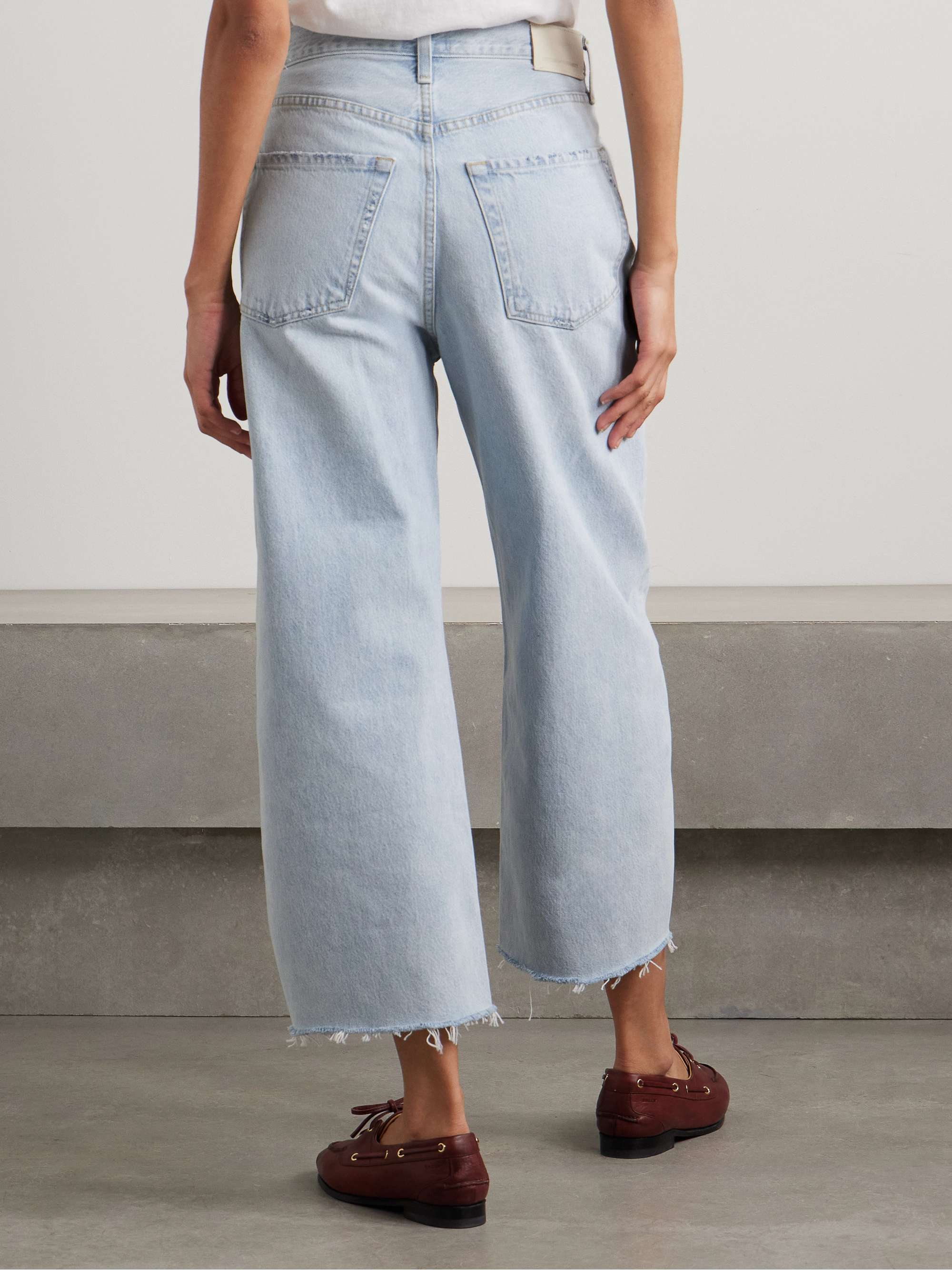 Ayla cropped frayed high-rise wide-leg jeans view