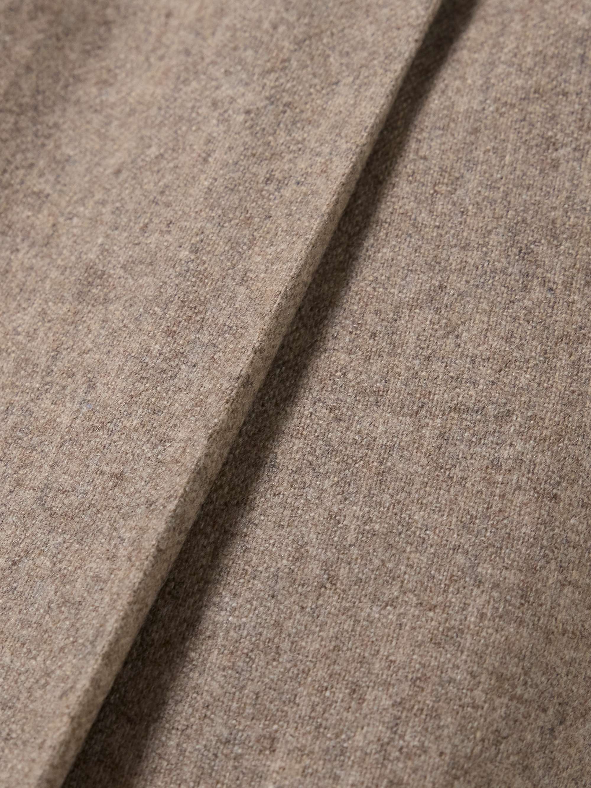 Stretch jacquard-trimmed pleated wool and cashmere-blend straight-leg pants view