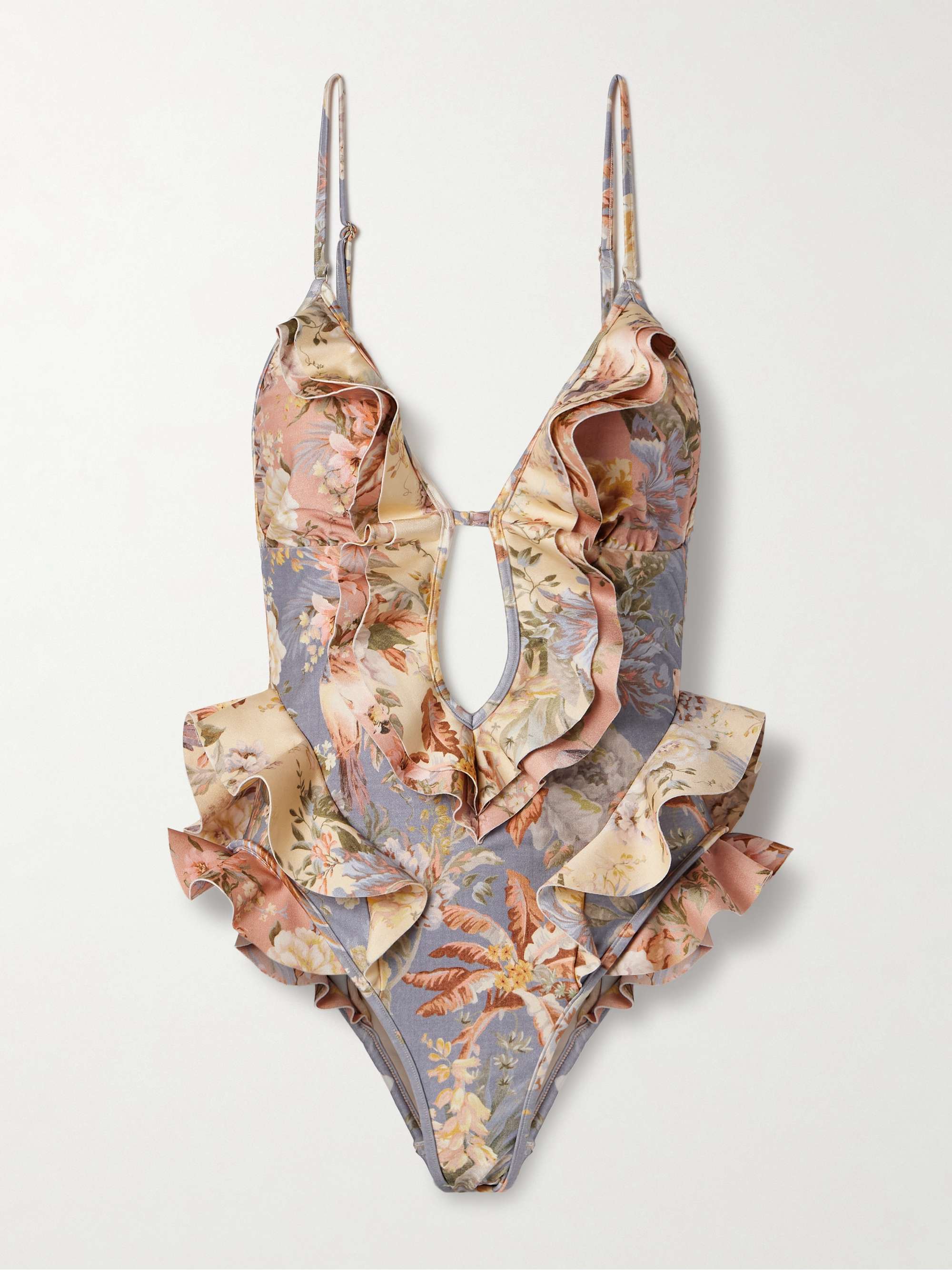 Tallow ruffled cutout floral-print swimsuit hero visual