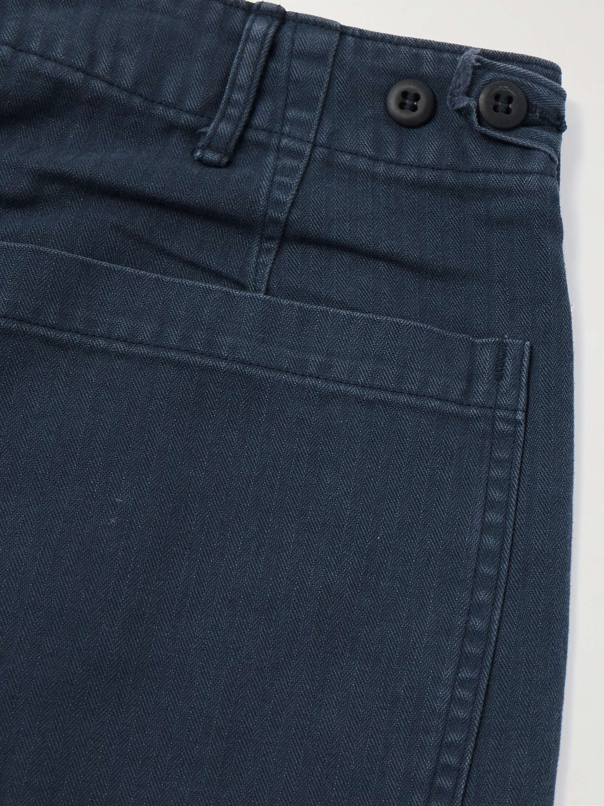 Straight-Leg Herringbone Cotton Trousers view