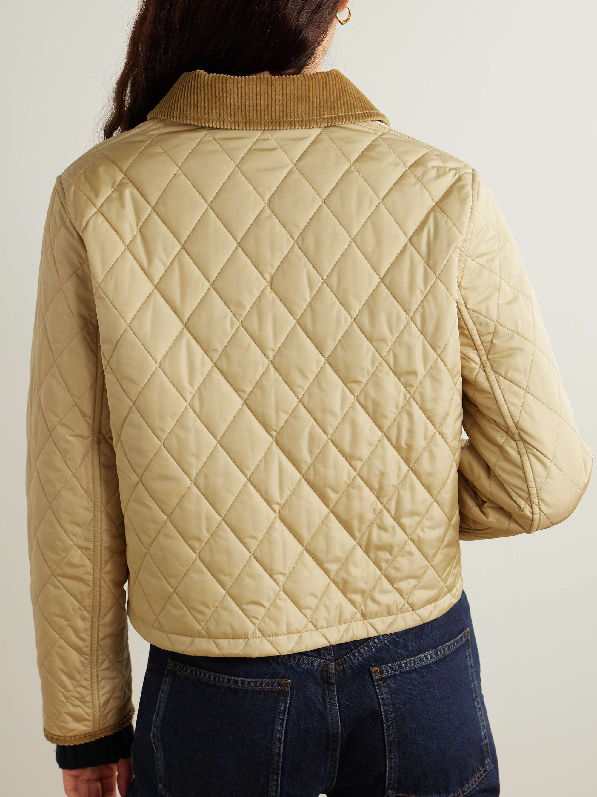 Cotton-corduroy-trimmed quilted shell jacket view