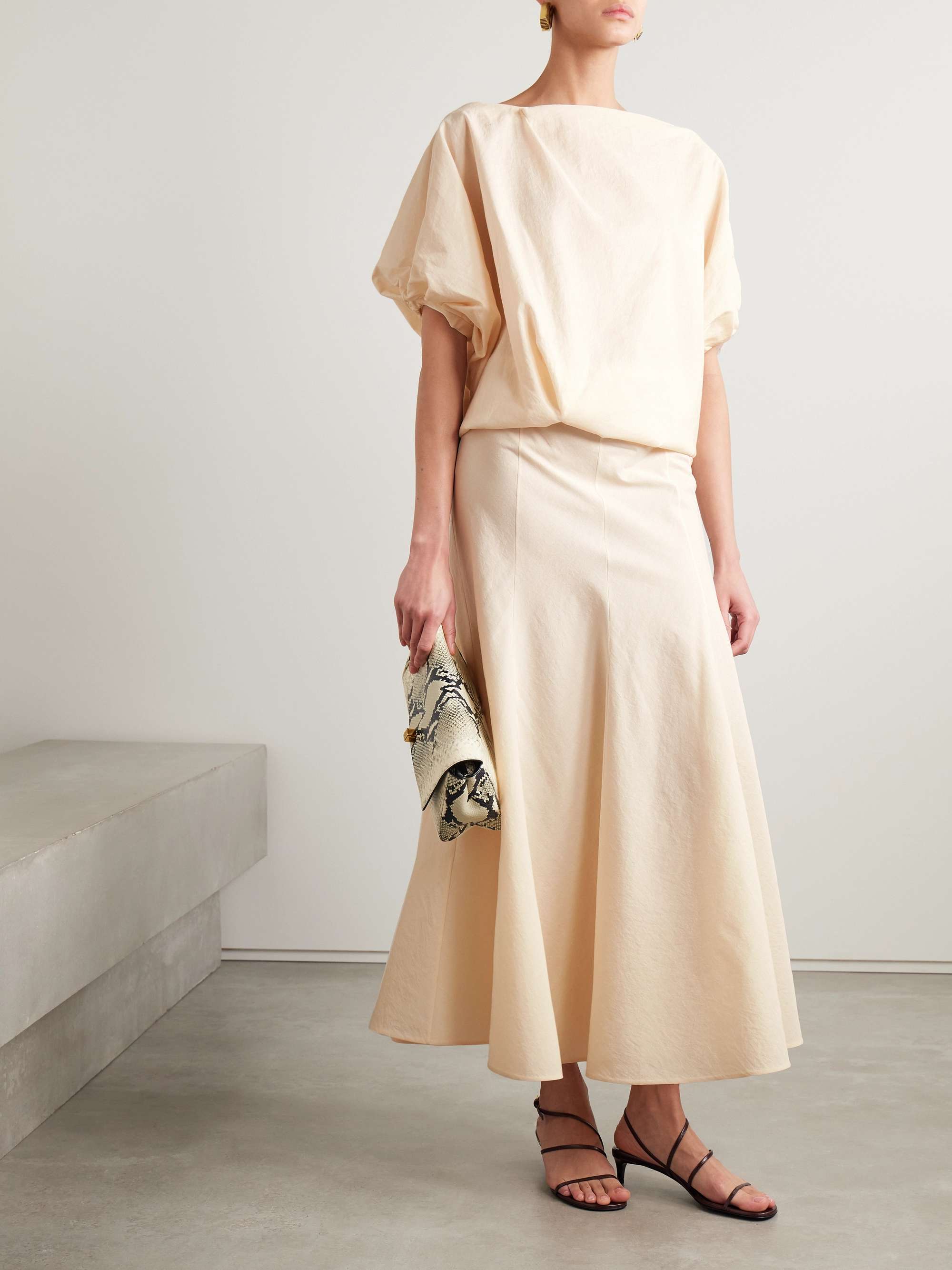 Lenno silk and cotton-blend midi skirt view