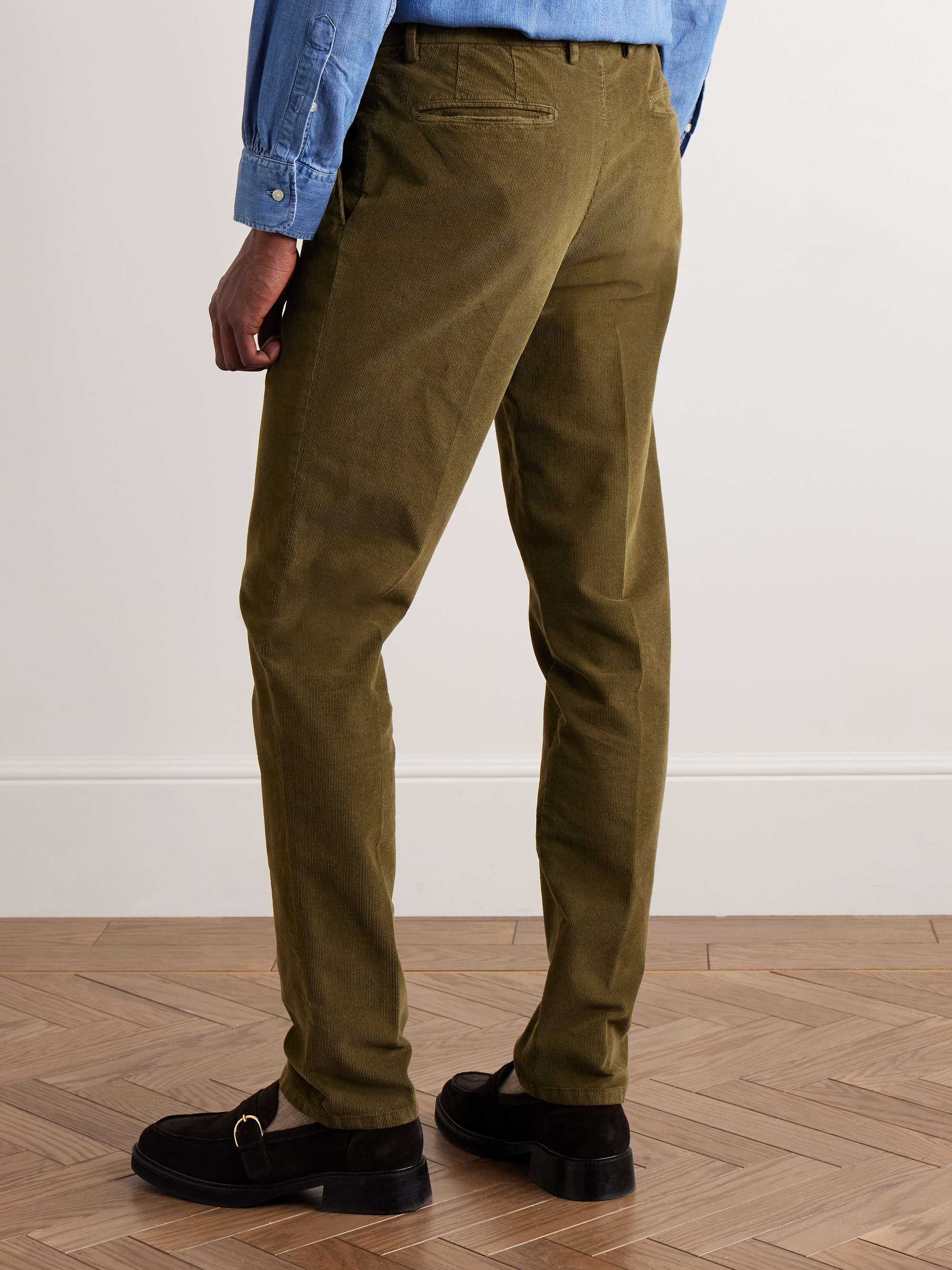 Slim-Fit Pleated Cotton-Blend Corduroy Suit Trousers view