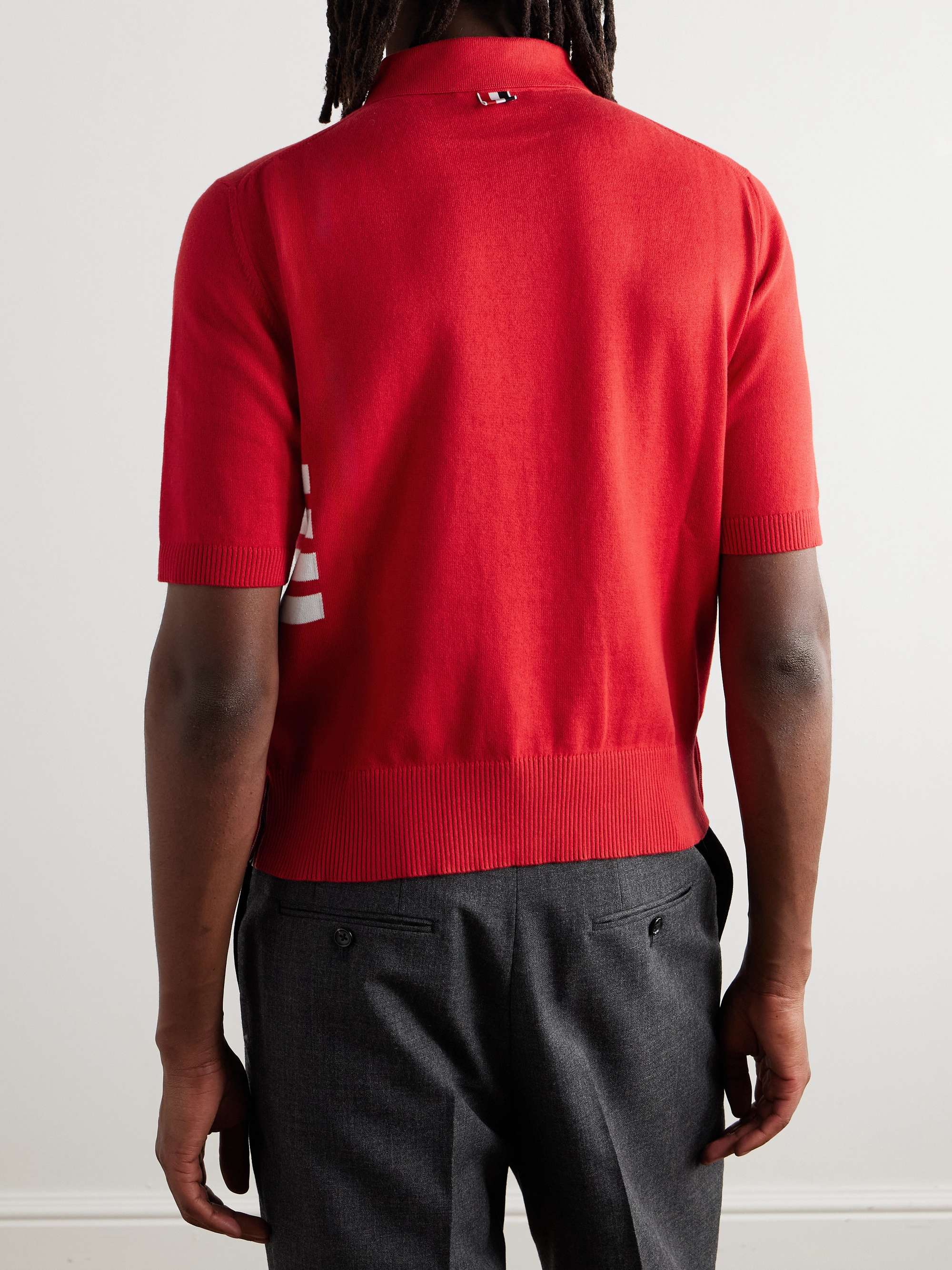 Slim-Fit Striped Cotton Polo Shirt view