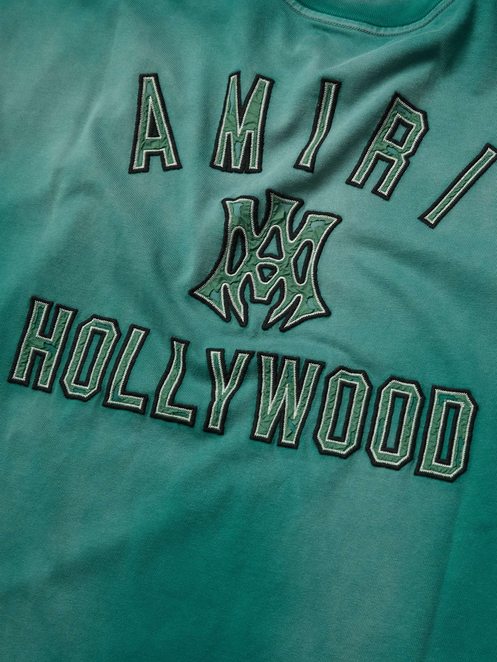 Logo-Appliquéd Distressed Cotton-Blend Jersey T-Shirt view