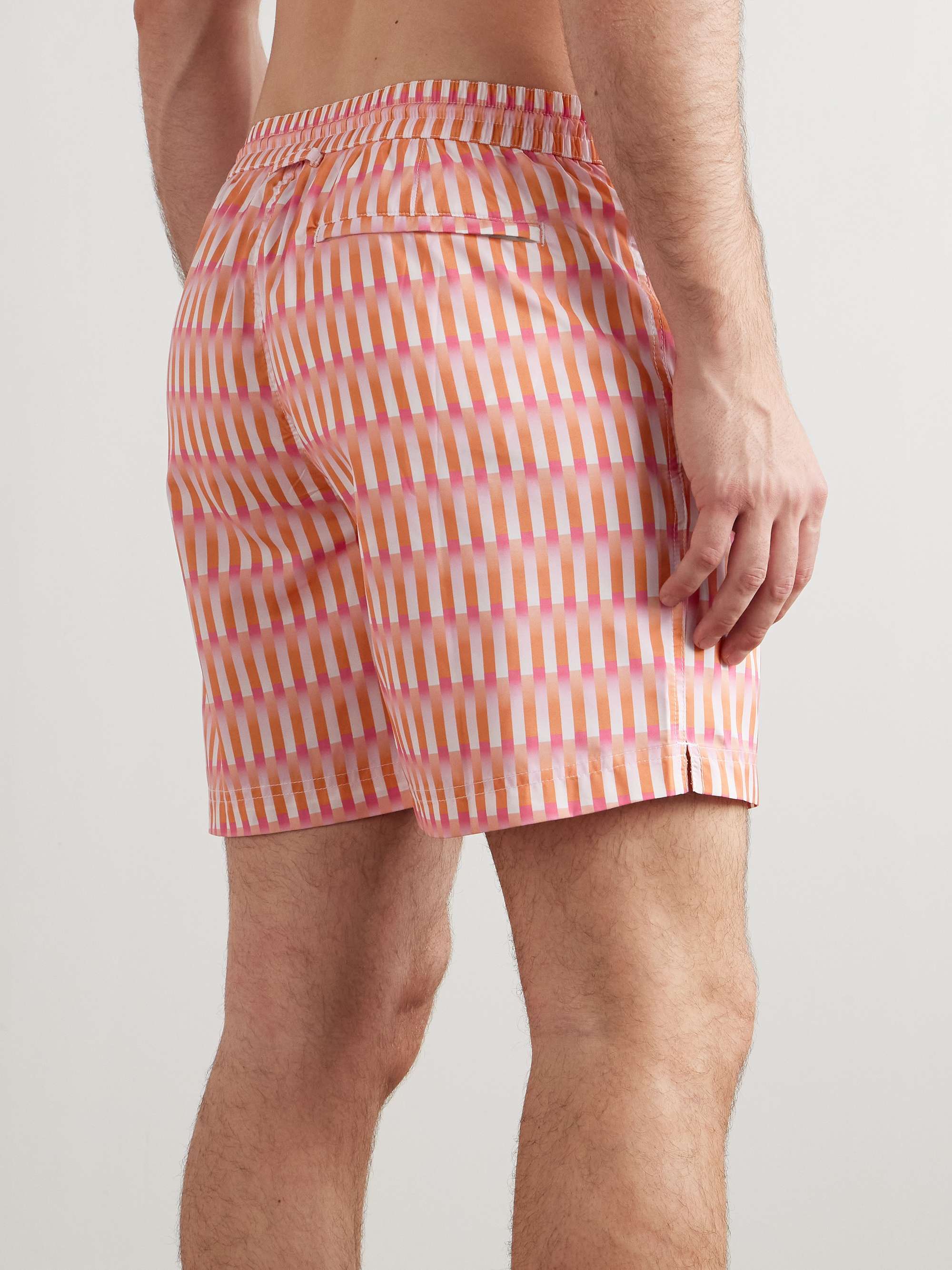 Straight-Leg Mid-Length Striped Recycled Swim Shorts view