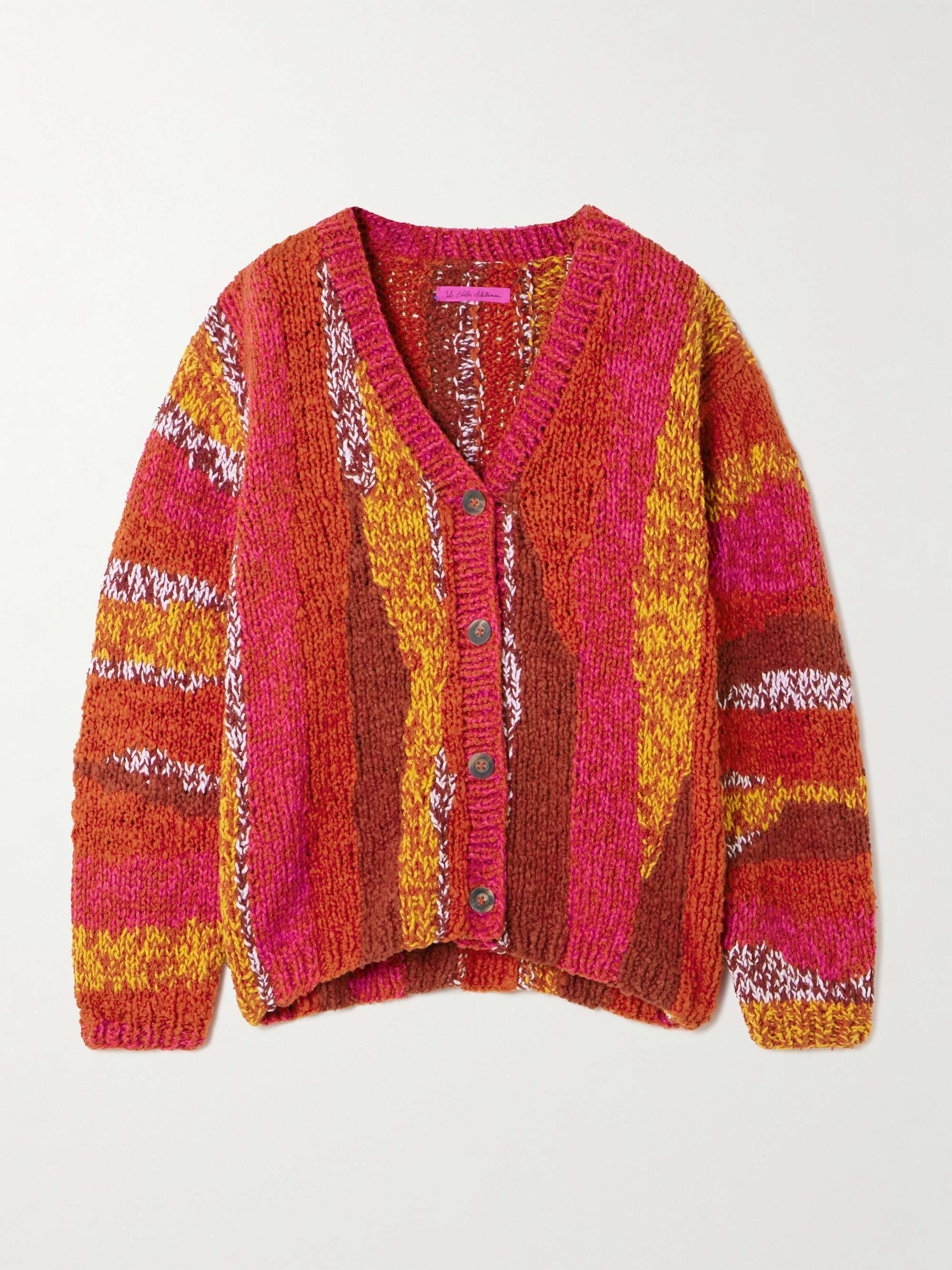 Striped organic cotton-bouclé cardigan hero visual