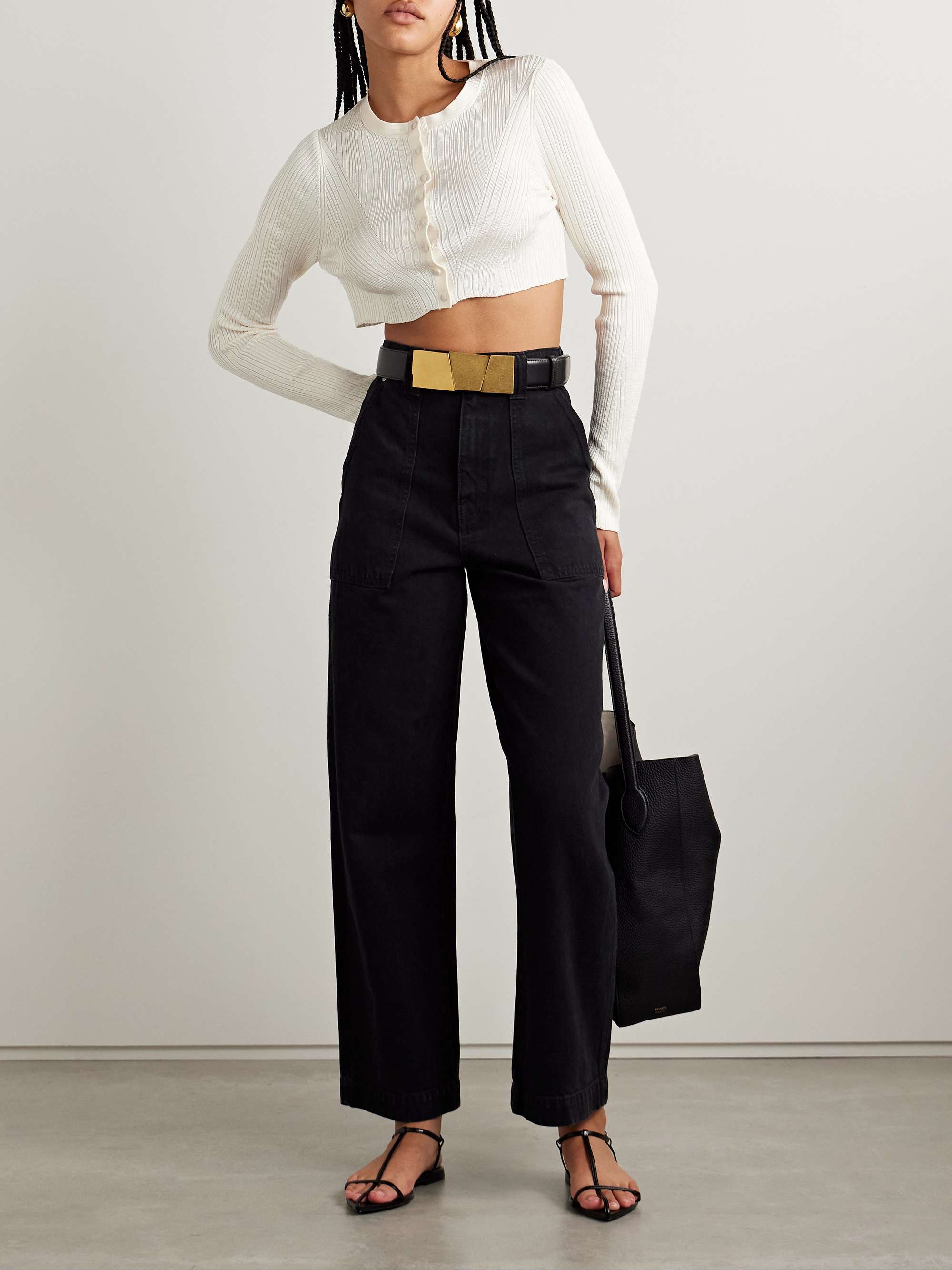 Glynis cropped ribbed silk cardigan view